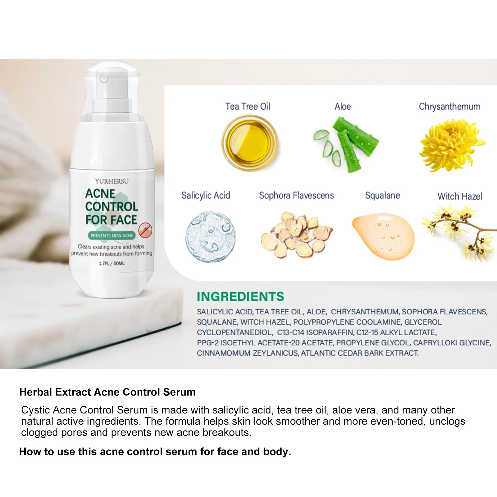 YURHERSU Acne Control Cream for Face - Minimizes Pores, Hydrates & Prevents Breakouts 3 acne control face cream spu760487949359 desc 3