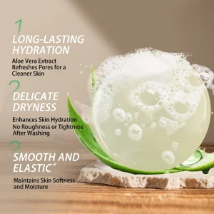 YURHERSU Aloe Vera Soap with Olive Extract for Cleansing, Moisturizing & Exfoliating