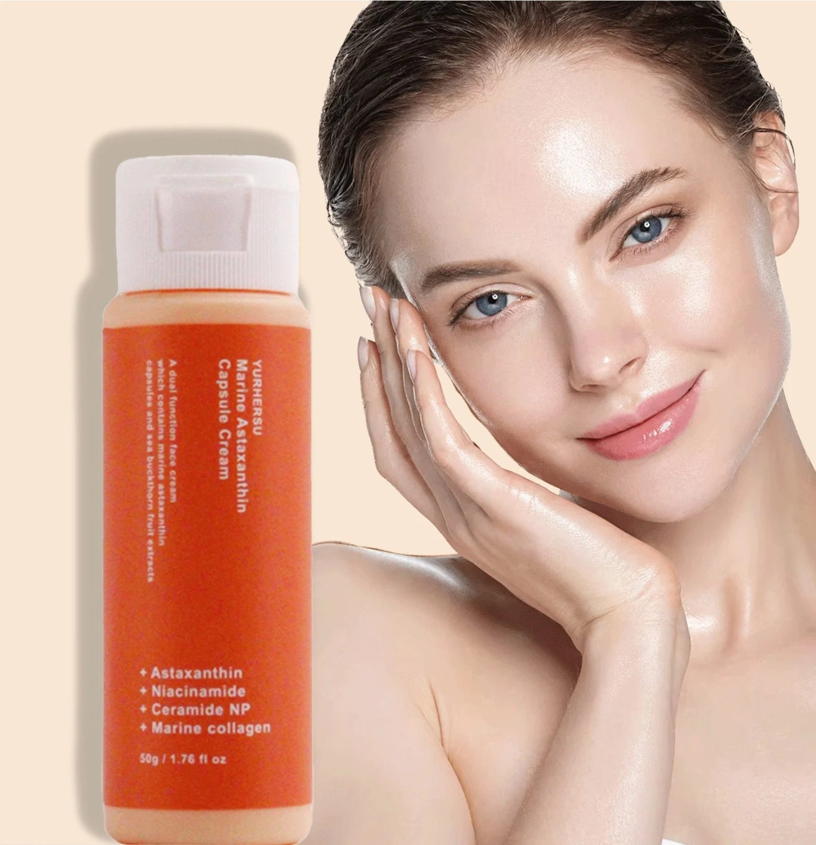 YURHERSU Marine Astaxanthin Capsule Cream - Brightening, Hydrating & Anti-Aging Face Cream 2 astaxanthin capsule cream spu993805425708 desc 2