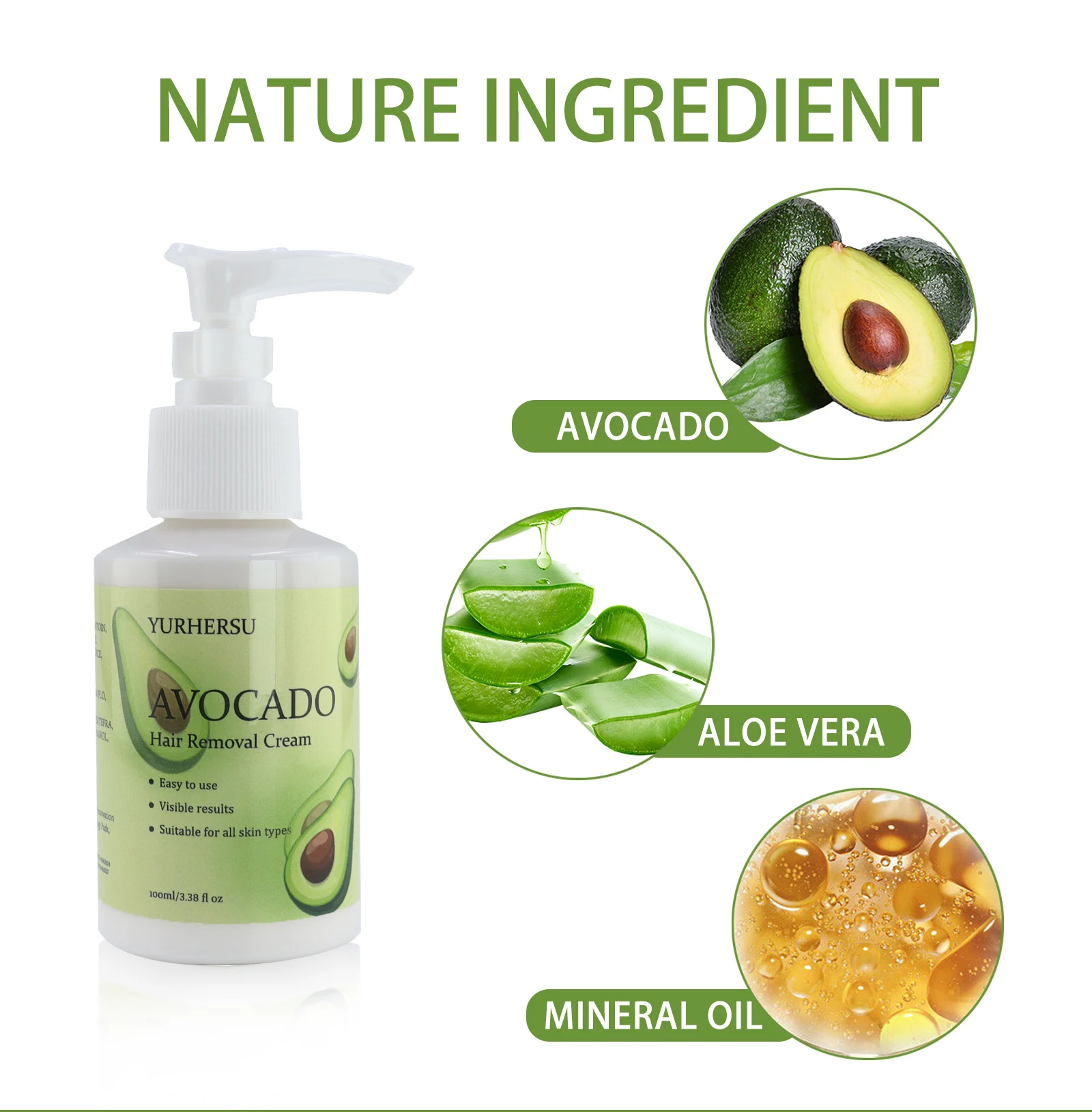 YURHERSU Avocado Hair Removal Cream - Gentle, Fast-Action, for All Skin Types 6 avocado hair removal cream spu952618970105 desc 6