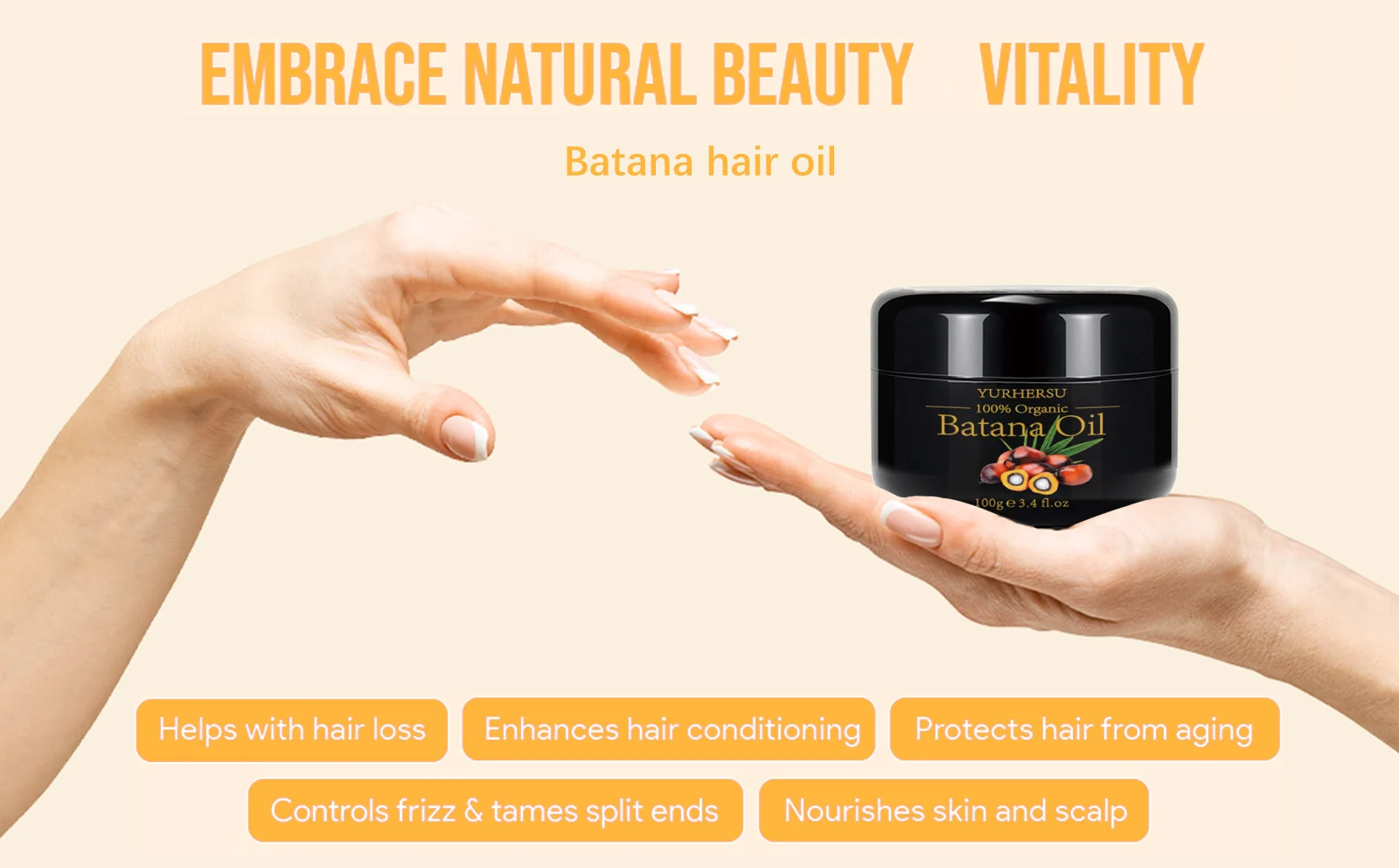 YURHERSU 100% Organic Batana Hair Oil for Growth, Moisture & Repair 3 batana hair oil spu760557239656 desc 3