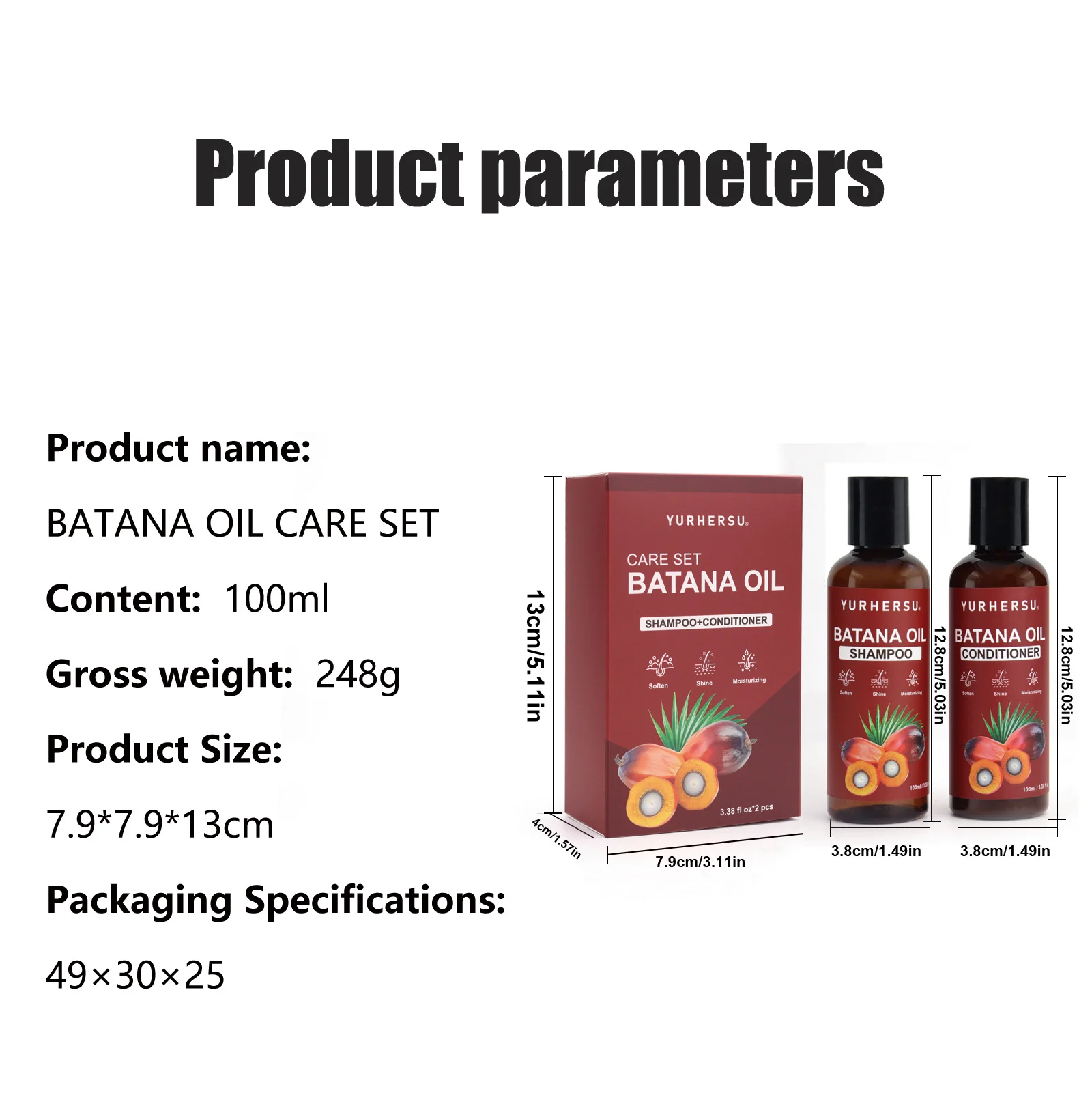 YURHERSU Batana Oil Hair Care Set Shampoo & Conditioner for Dry Frizzy Hair 2 batana oil shampoo conditioner set spu861800044776 desc 2