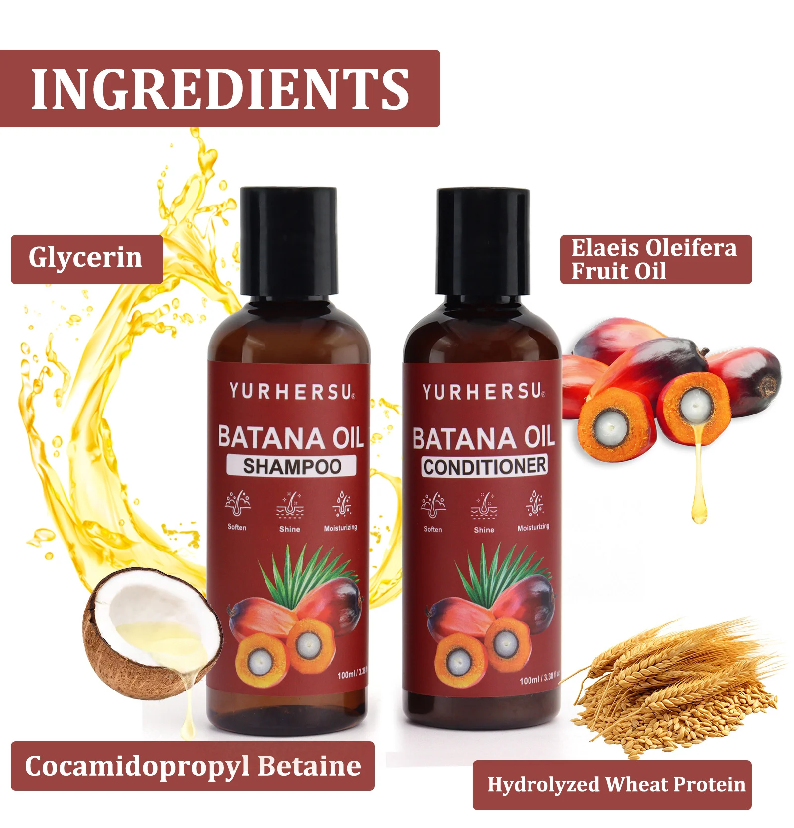 YURHERSU Batana Oil Hair Care Set Shampoo & Conditioner for Dry Frizzy Hair 7 batana oil shampoo conditioner set spu861800044776 desc 7