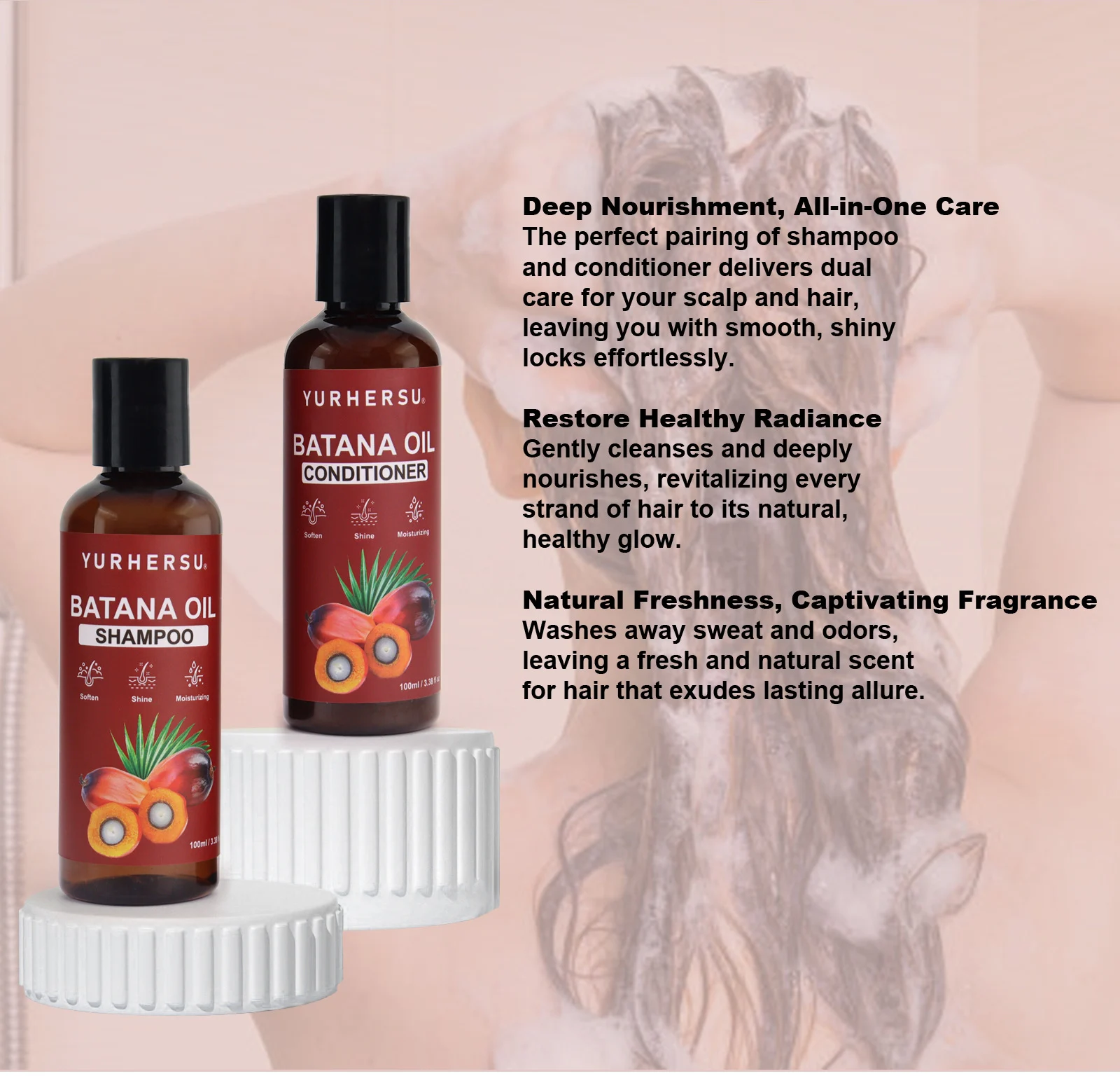 YURHERSU Batana Oil Hair Care Set Shampoo & Conditioner for Dry Frizzy Hair 8 batana oil shampoo conditioner set spu861800044776 desc 8