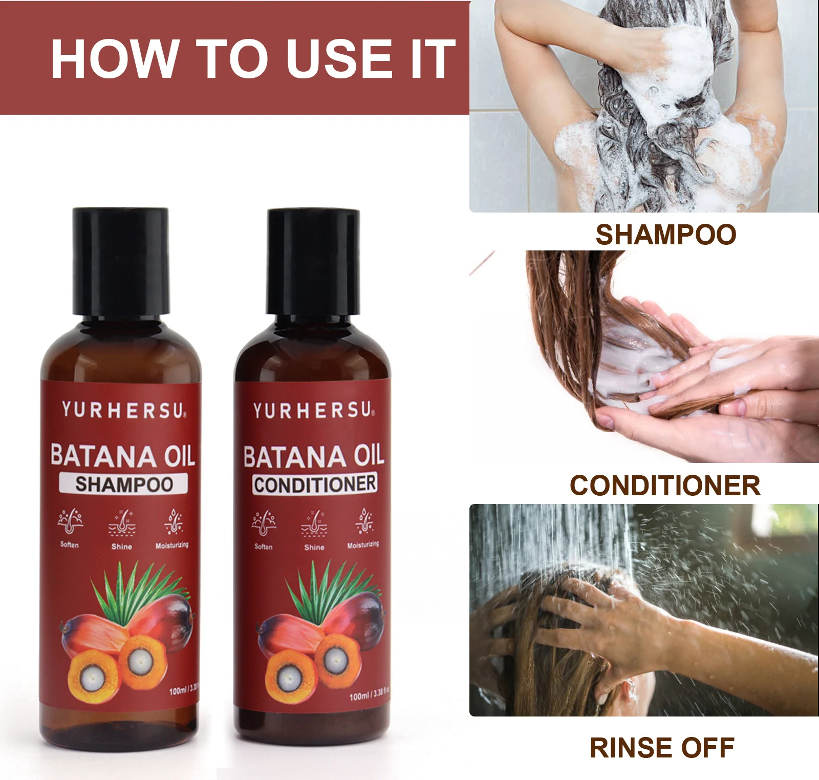 YURHERSU Batana Oil Shampoo and Conditioner Set for Soft, Shiny, Moisturized Hair 10 batana oil shampoo conditioner set spu957875111661 desc 10