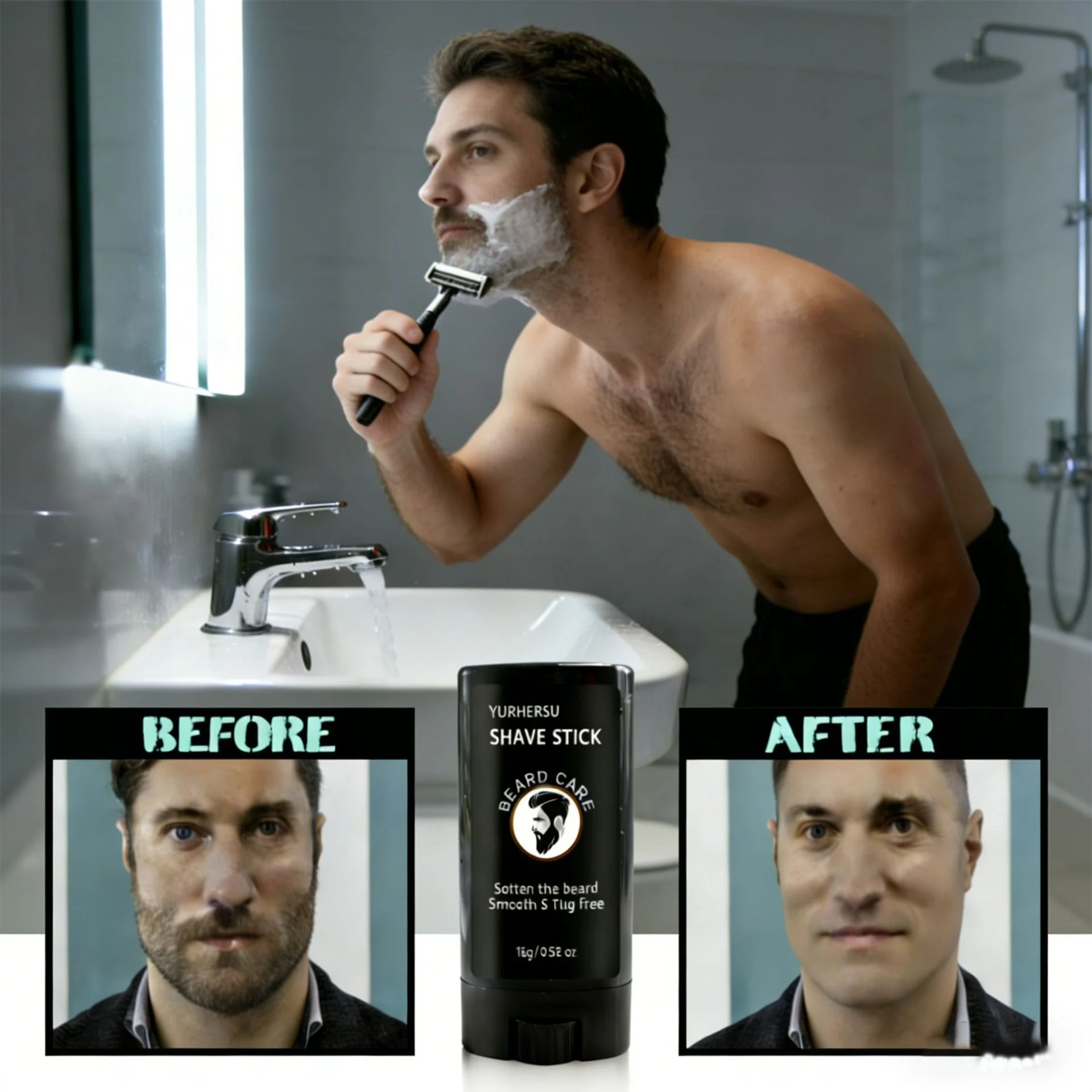 YURHERSU Shave Stick for Men - Beard Softening, Reduces Tugging, 15g 7 beard shave softening stick spu1015336713070 desc 7