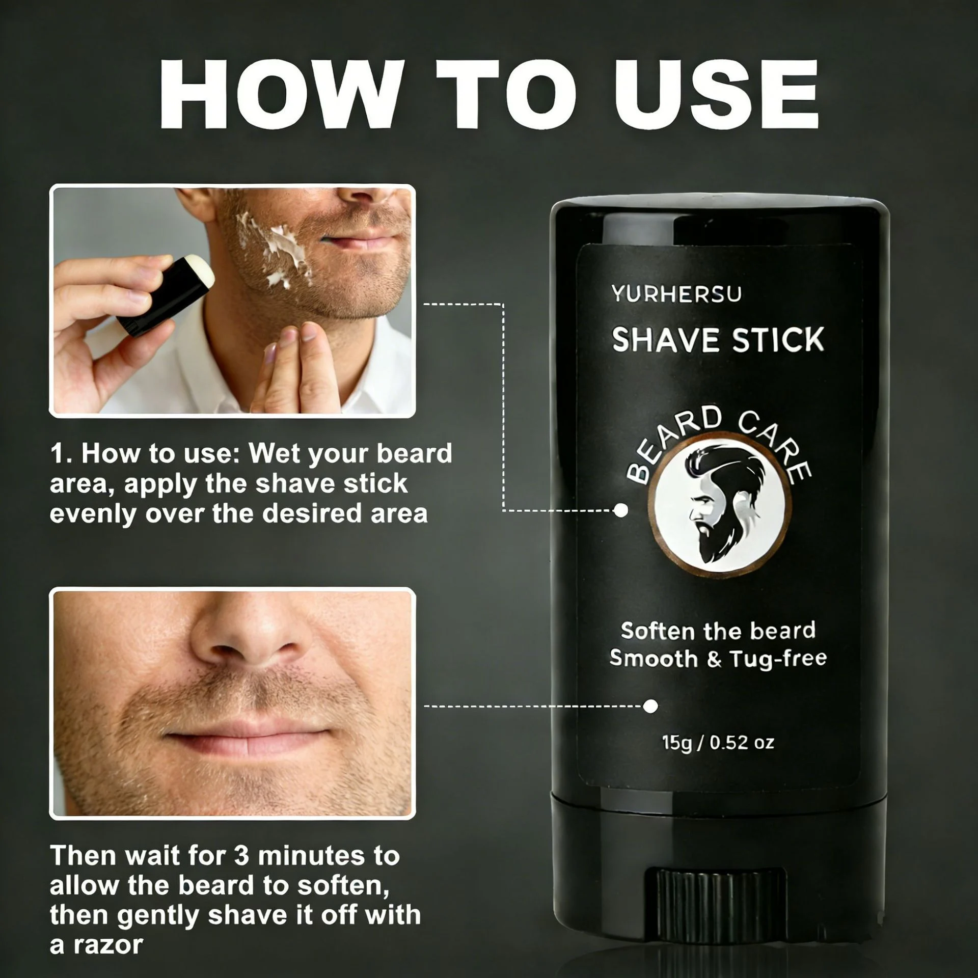 YURHERSU Shave Stick for Men - Beard Softening, Reduces Tugging, 15g 8 beard shave softening stick spu1015336713070 desc 8