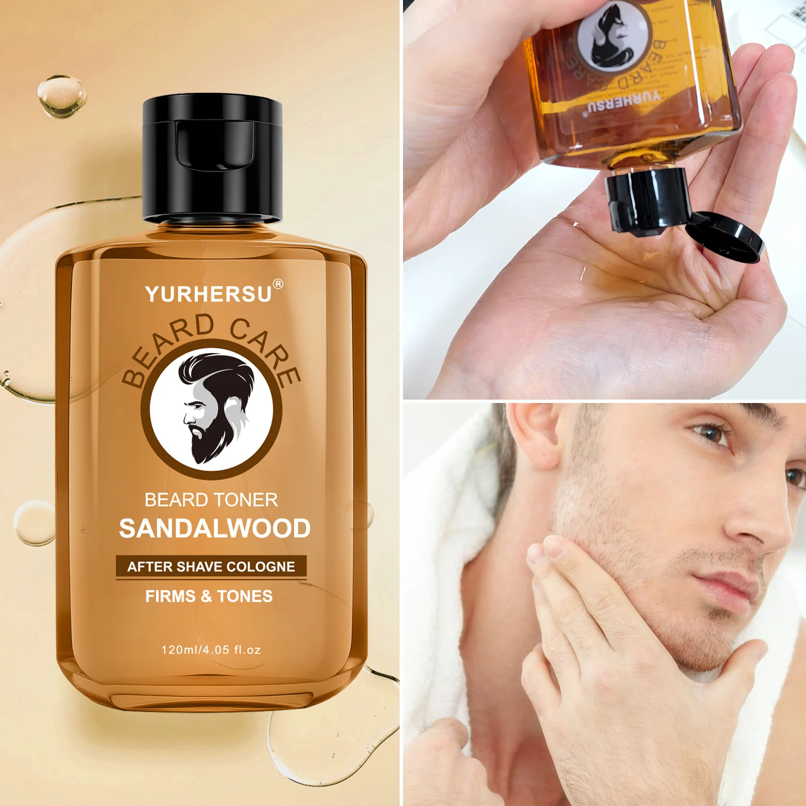 YURHERSU Beard Toner Sandalwood After Shave Cologne Firming & Toning 120ml 4 beard toner after shave spu950092300785 desc 4