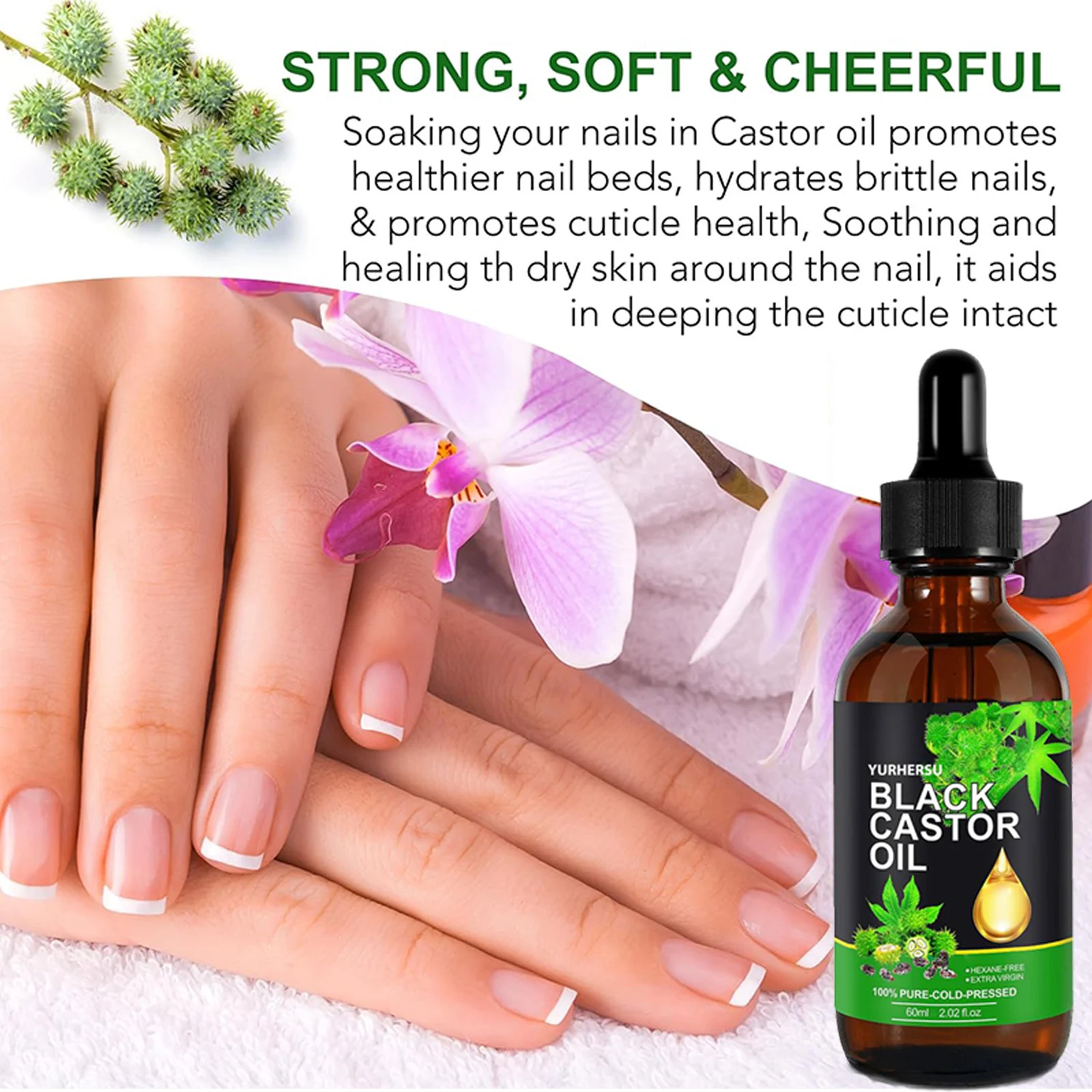 YURHERSU Black Castor Oil - Hexane-Free, 100% Pure Cold-Pressed for Hair, Skin, Nails 3 black castor oil spu903961768447 desc 3