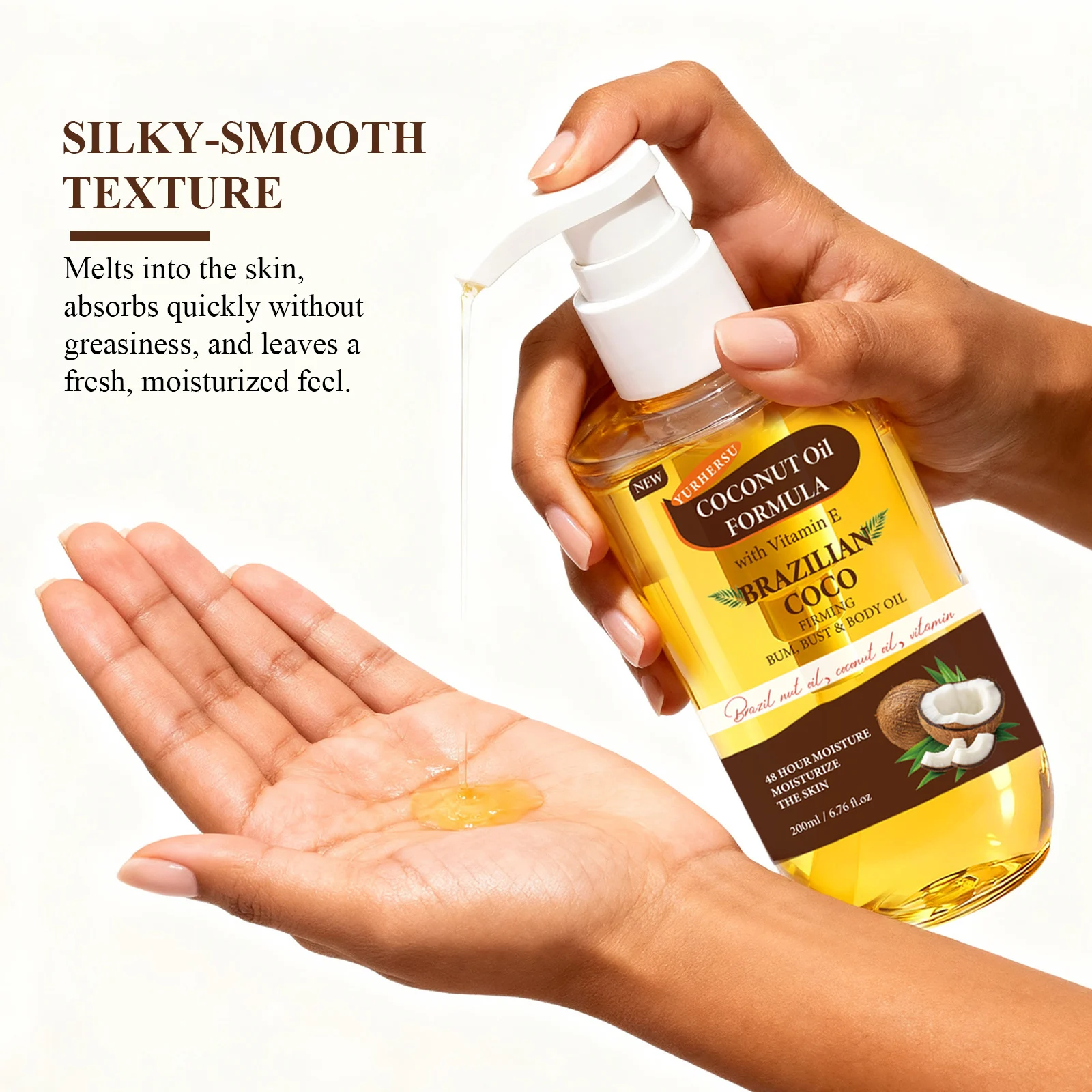 YURHERSU Coconut Firming Body Oil with Vitamin E for Bum Bust Moisturizing 2 coconut firming body oil spu987852190818 desc 2