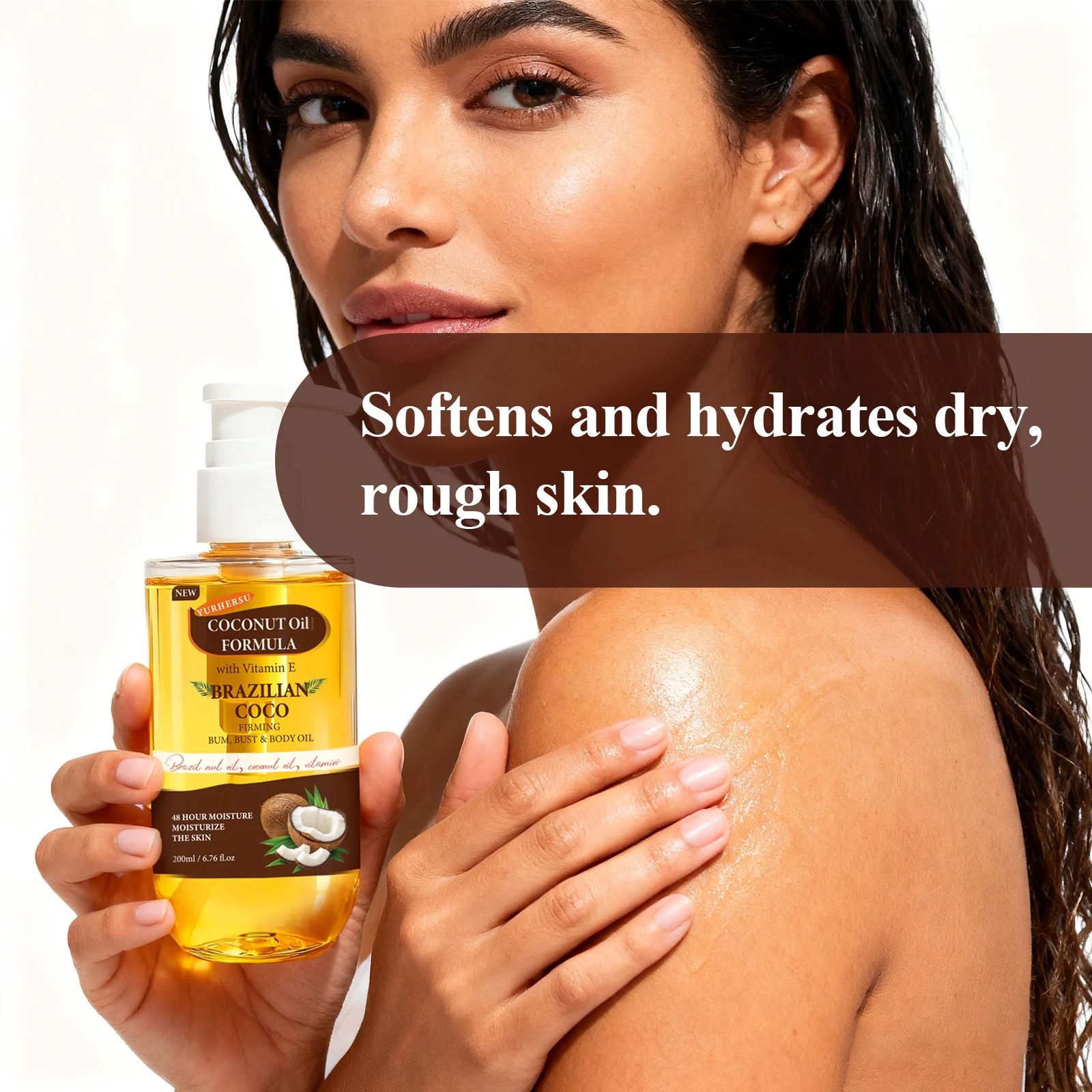 YURHERSU Coconut Firming Body Oil with Vitamin E for Bum Bust Moisturizing 3 coconut firming body oil spu987852190818 desc 3