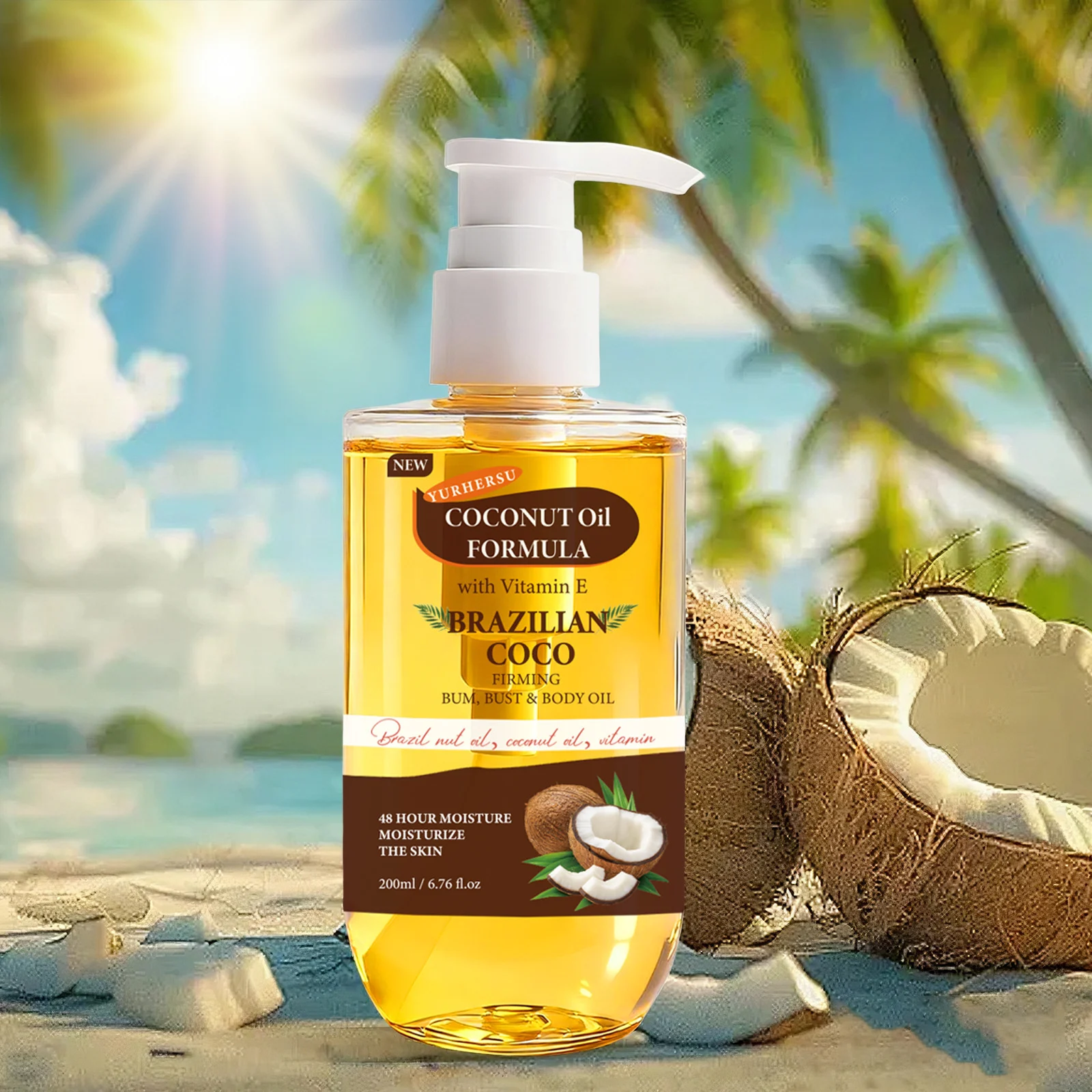 YURHERSU Coconut Firming Body Oil with Vitamin E for Bum Bust Moisturizing 4 coconut firming body oil spu987852190818 desc 4