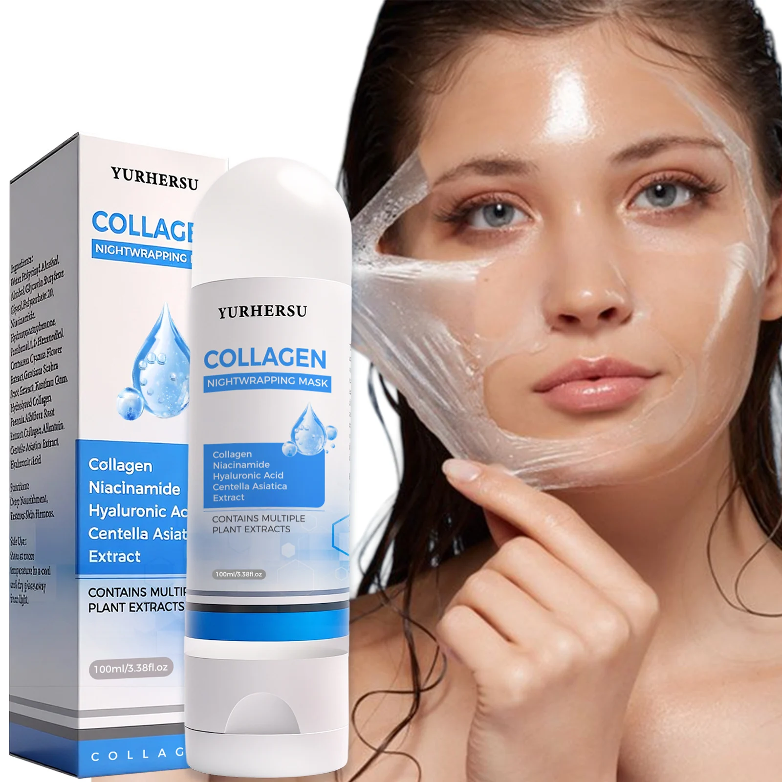 YURHERSU Collagen Peel-Off Night Mask for Firming, Hydrating & Brightening Skin 2 collagen peel off night mask spu987332363286 desc 2