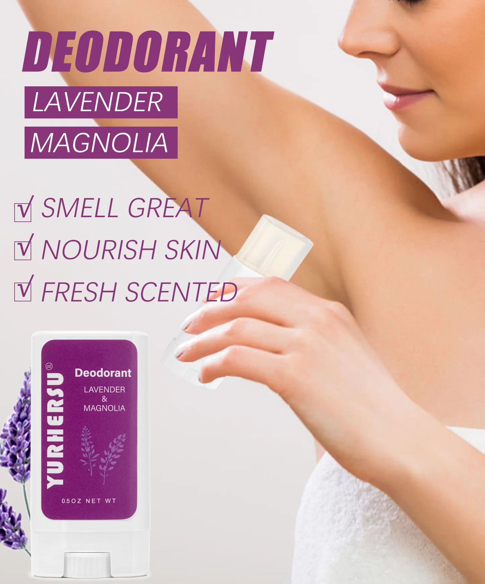 YURHERSU Long-Lasting Deodorant Stick, Lavender & Magnolia Scent, Gentle Odor Control 5 deodorant stick spu969046807249 desc 5