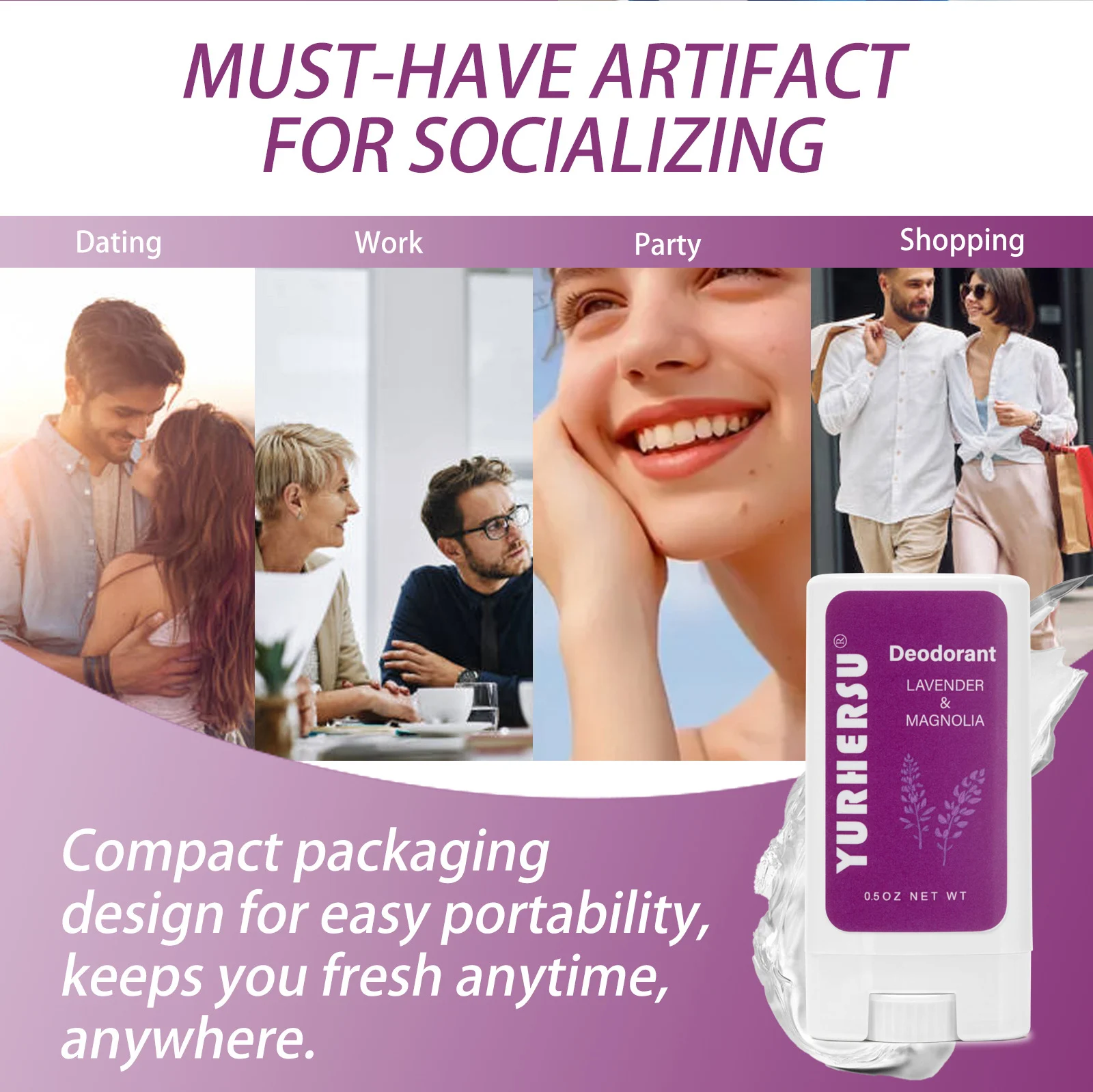 YURHERSU Long-Lasting Deodorant Stick, Lavender & Magnolia Scent, Gentle Odor Control 9 deodorant stick spu969046807249 desc 9