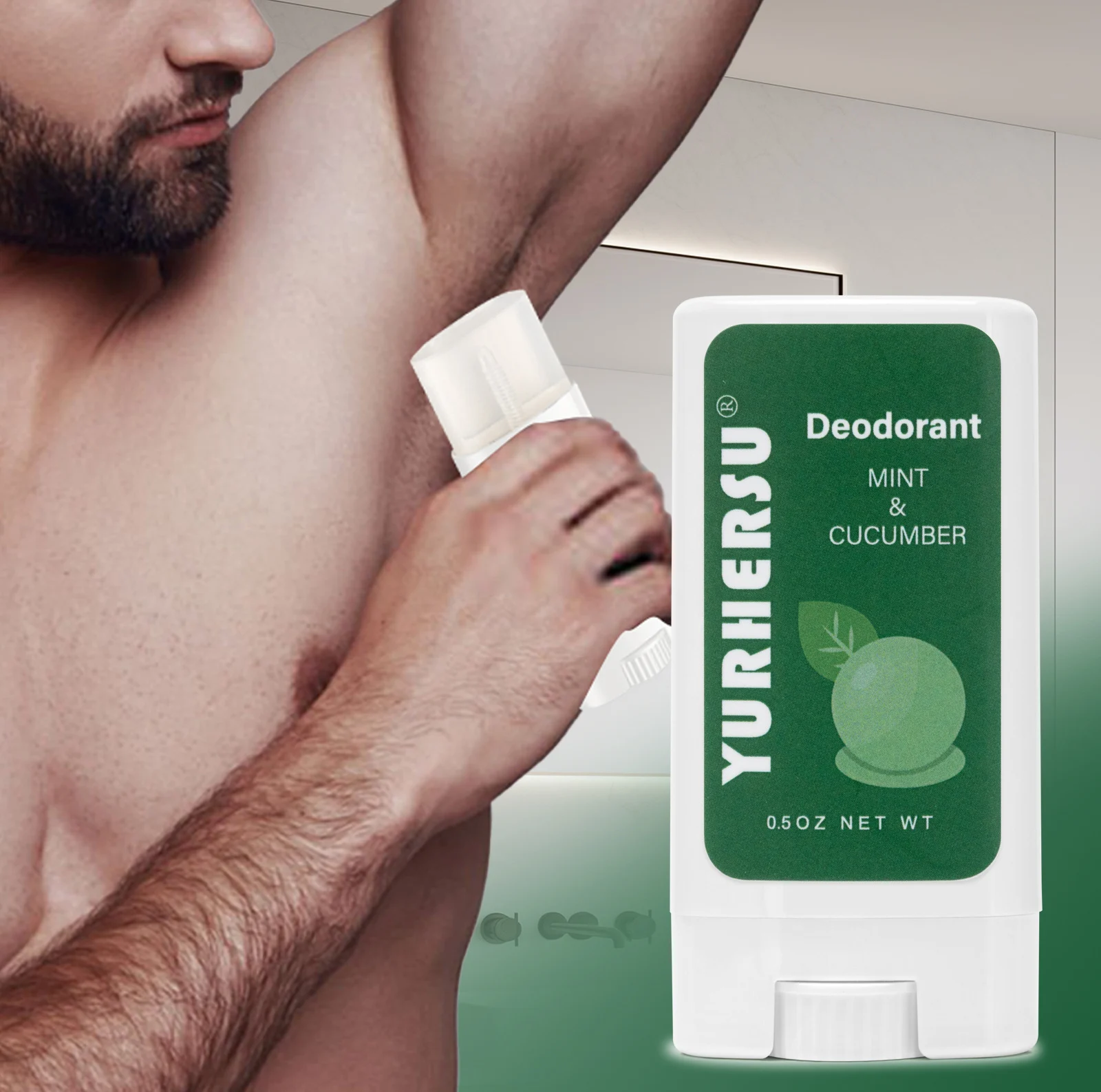 YURHERSU Mint & Cucumber Deodorant Stick, Long-Lasting Odor Control, Clear Gel, 0.5oz 2 deodorant stick spu969542550524 desc 2