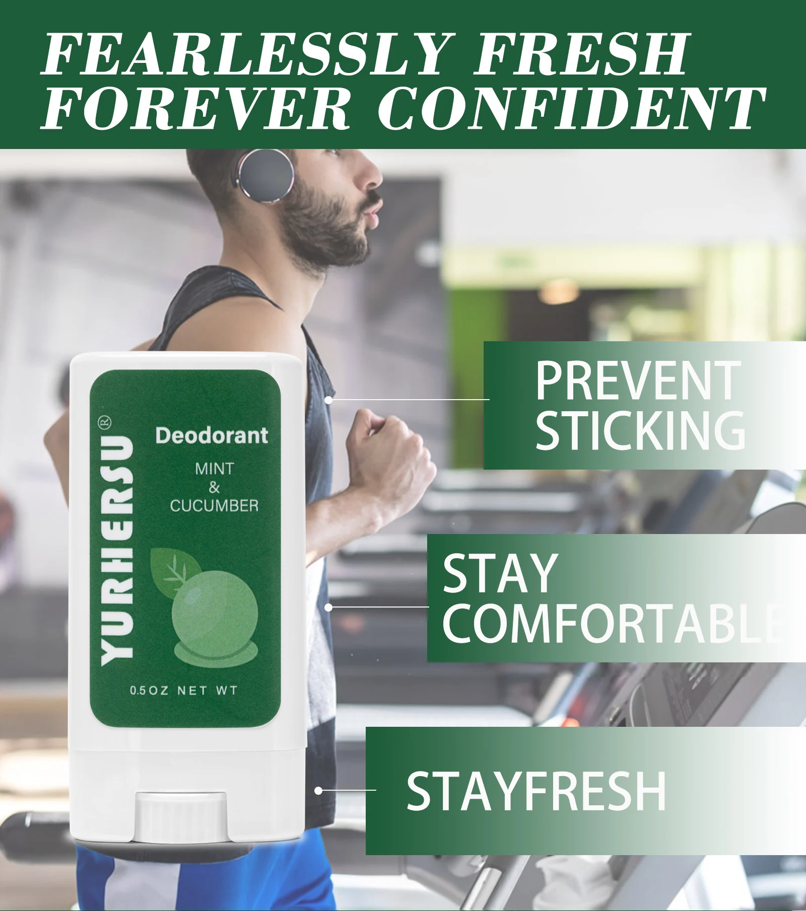 YURHERSU Mint & Cucumber Deodorant Stick, Long-Lasting Odor Control, Clear Gel, 0.5oz 4 deodorant stick spu969542550524 desc 4