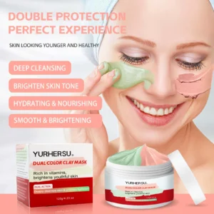 YURHERSU Dual-Color Clay Mask for Deep Cleansing, Hydrating & Brightening Skin