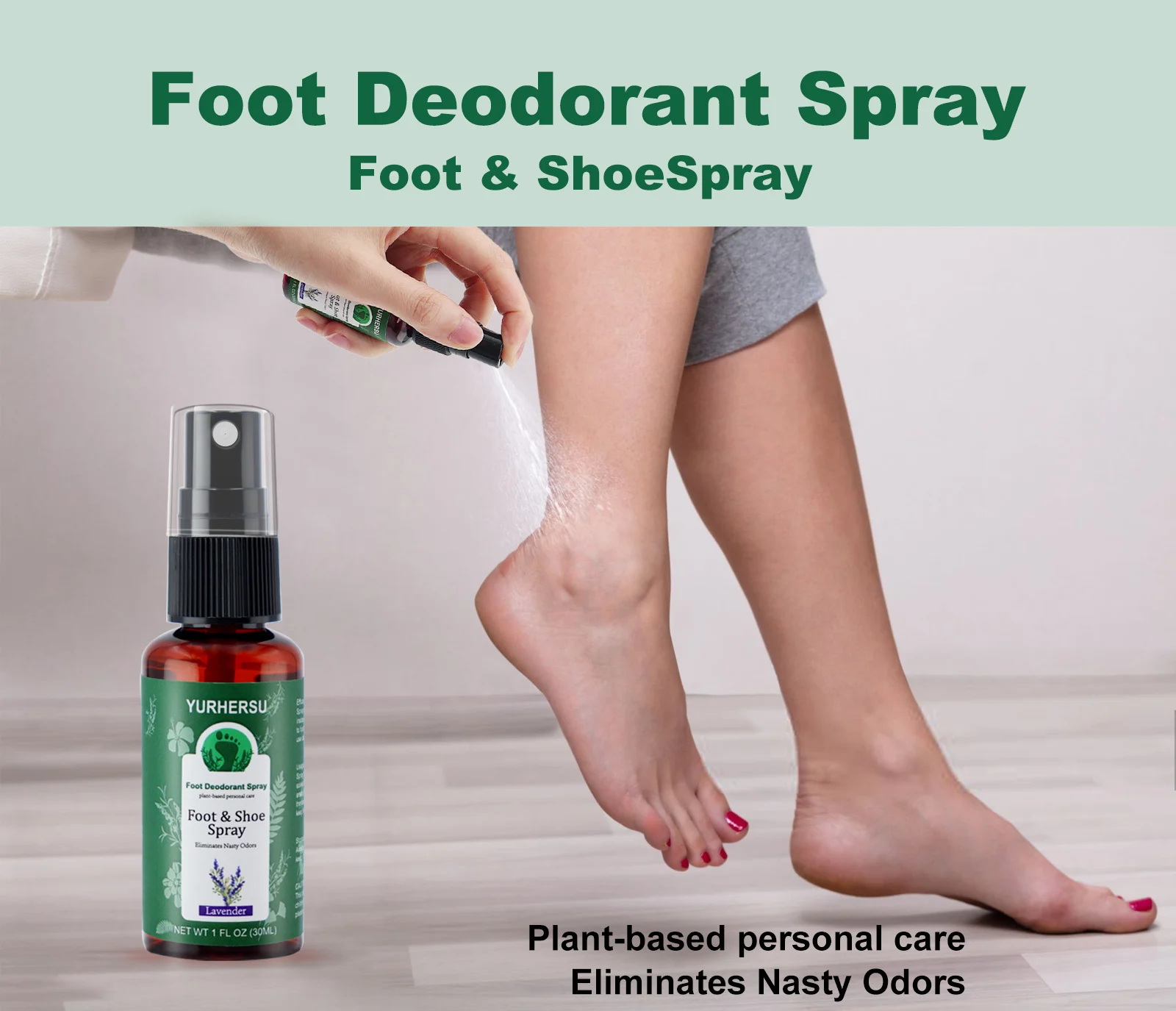 YURHERSU 3-in-1 Foot Care Set - Plant-Based Deodorizing Spray, Wash & Powder 7 foot care spray set spu952538946088 desc 7