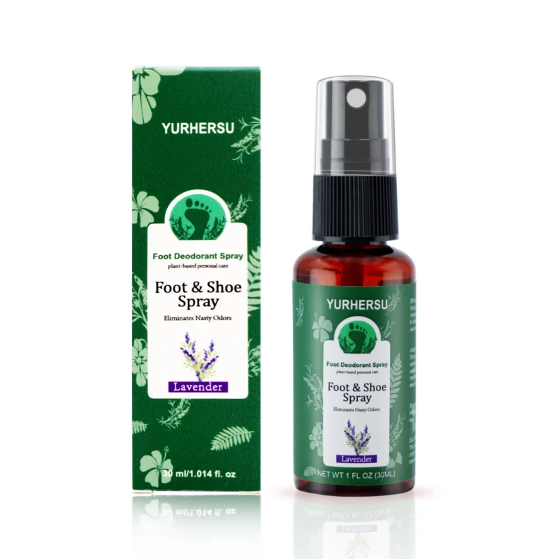 YURHERSU Plant-Based Foot & Shoe Deodorant Spray - Eliminates Odor, Keeps Feet Dry
