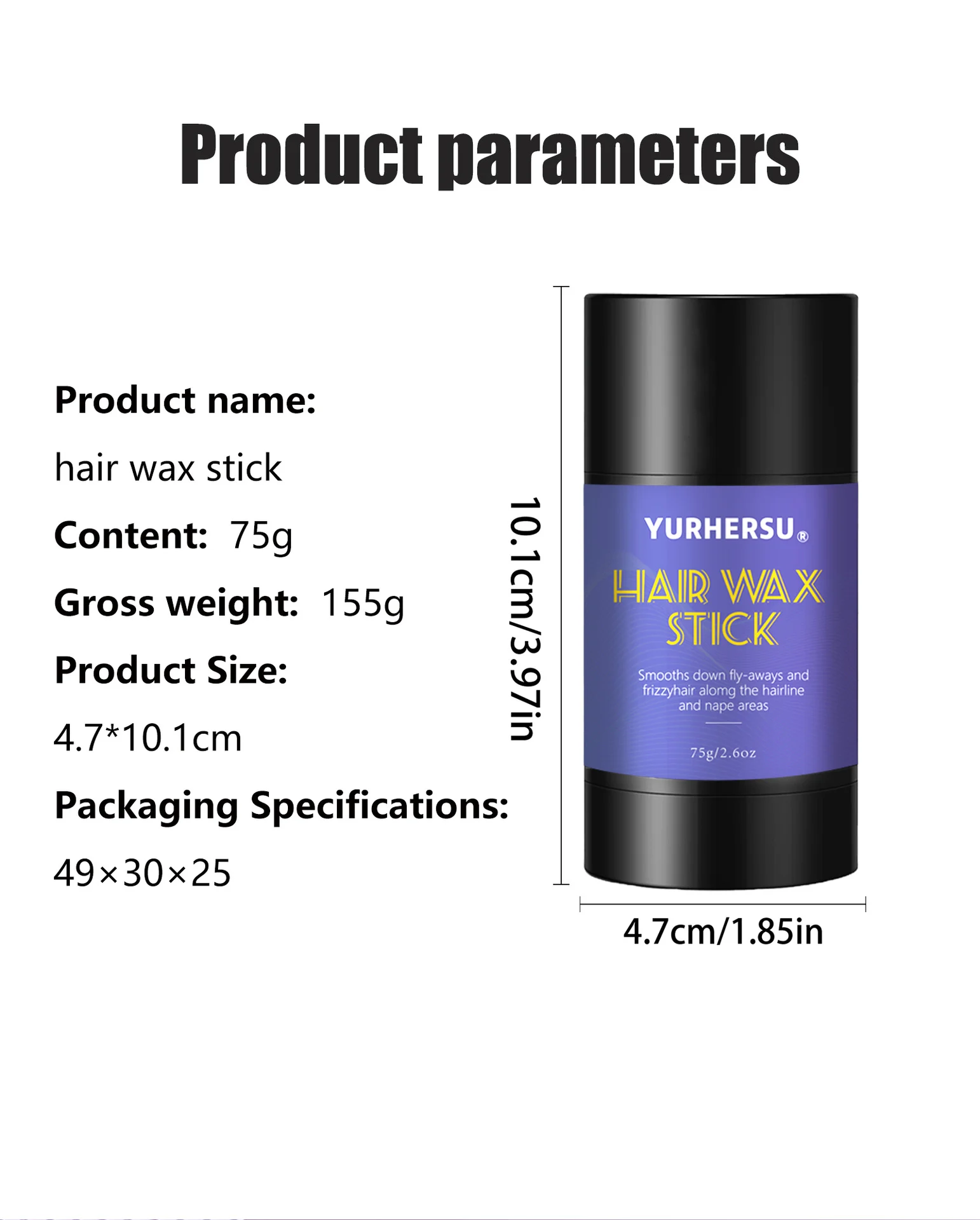 YURHERSU Hair Wax Stick for Men, Long-Lasting Hold, Controls Frizz & Flyaways, 75g 2 hair wax stick spu848347477300 desc 2