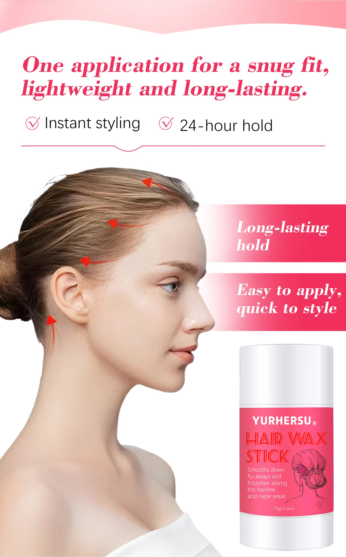 YURHERSU Hair Wax Stick for Men, Long-Lasting Hold, Controls Frizz & Flyaways, 75g 5 hair wax stick spu848347477300 desc 5