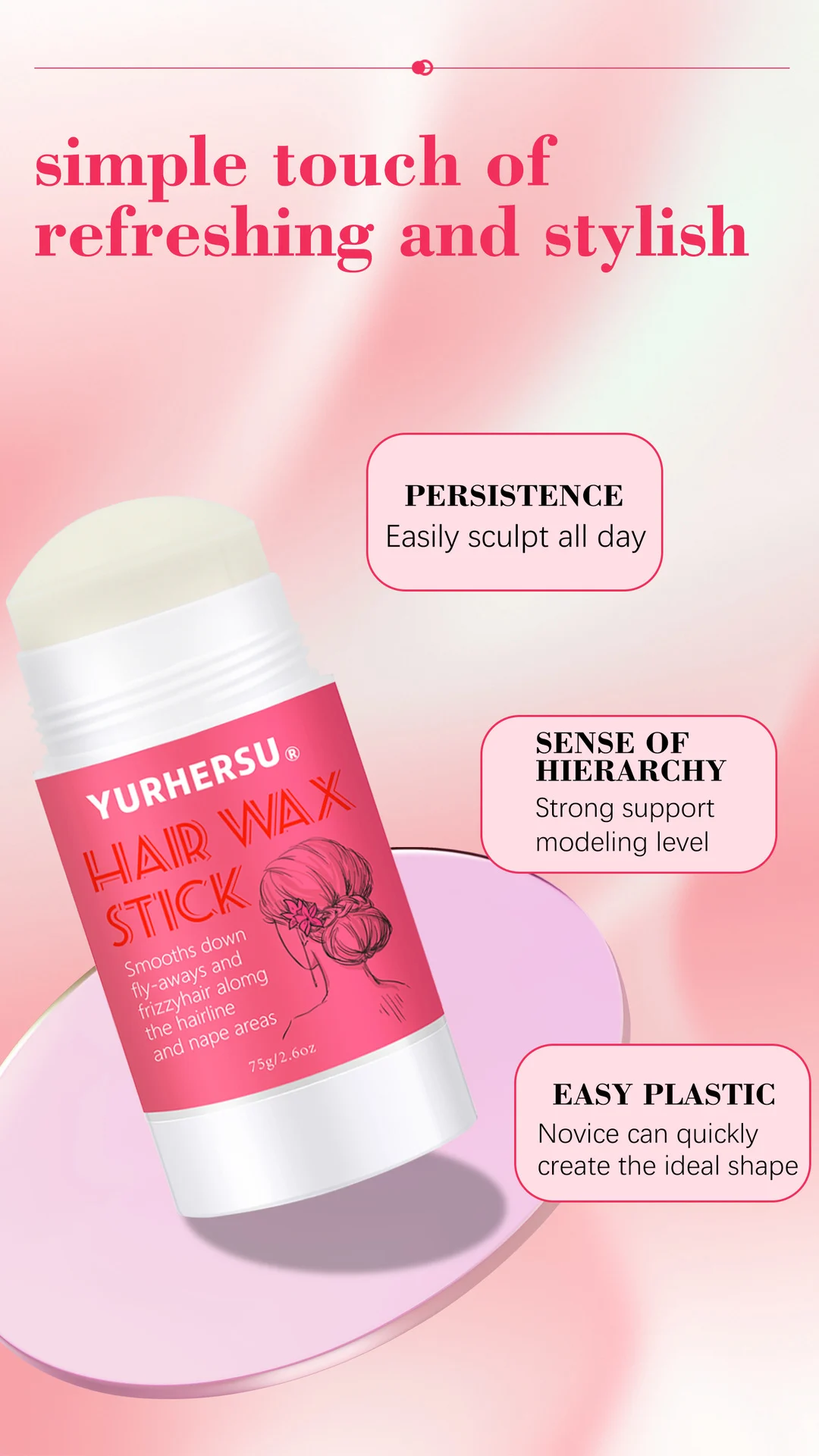 YURHERSU Hair Wax Stick for Men, Long-Lasting Hold, Controls Frizz & Flyaways, 75g 6 hair wax stick spu848347477300 desc 6