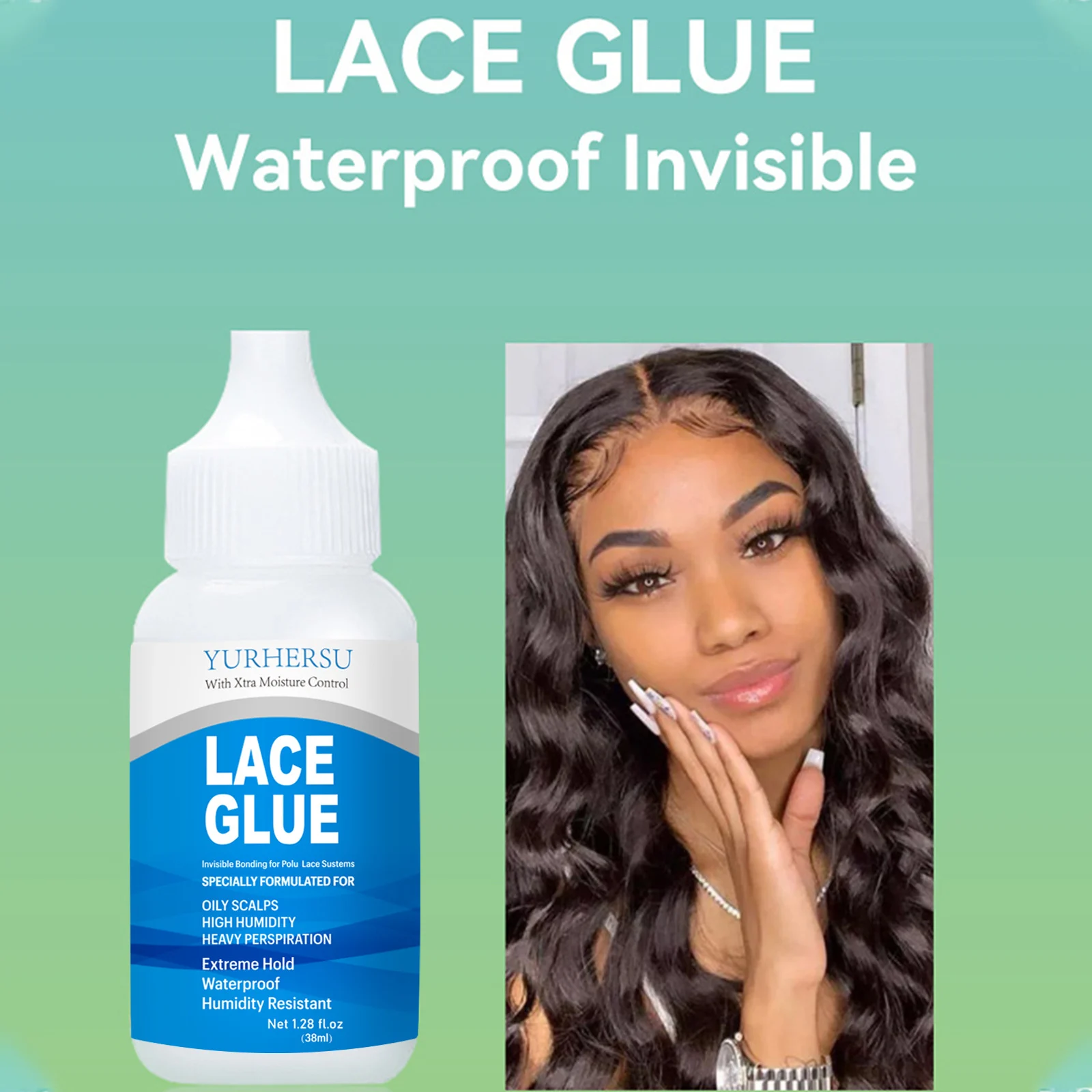 YURHERSU Extreme Hold Invisible Lace Wig Glue, Waterproof & Sweatproof 1 lace wig glue adhesive spu725622449601 desc 1