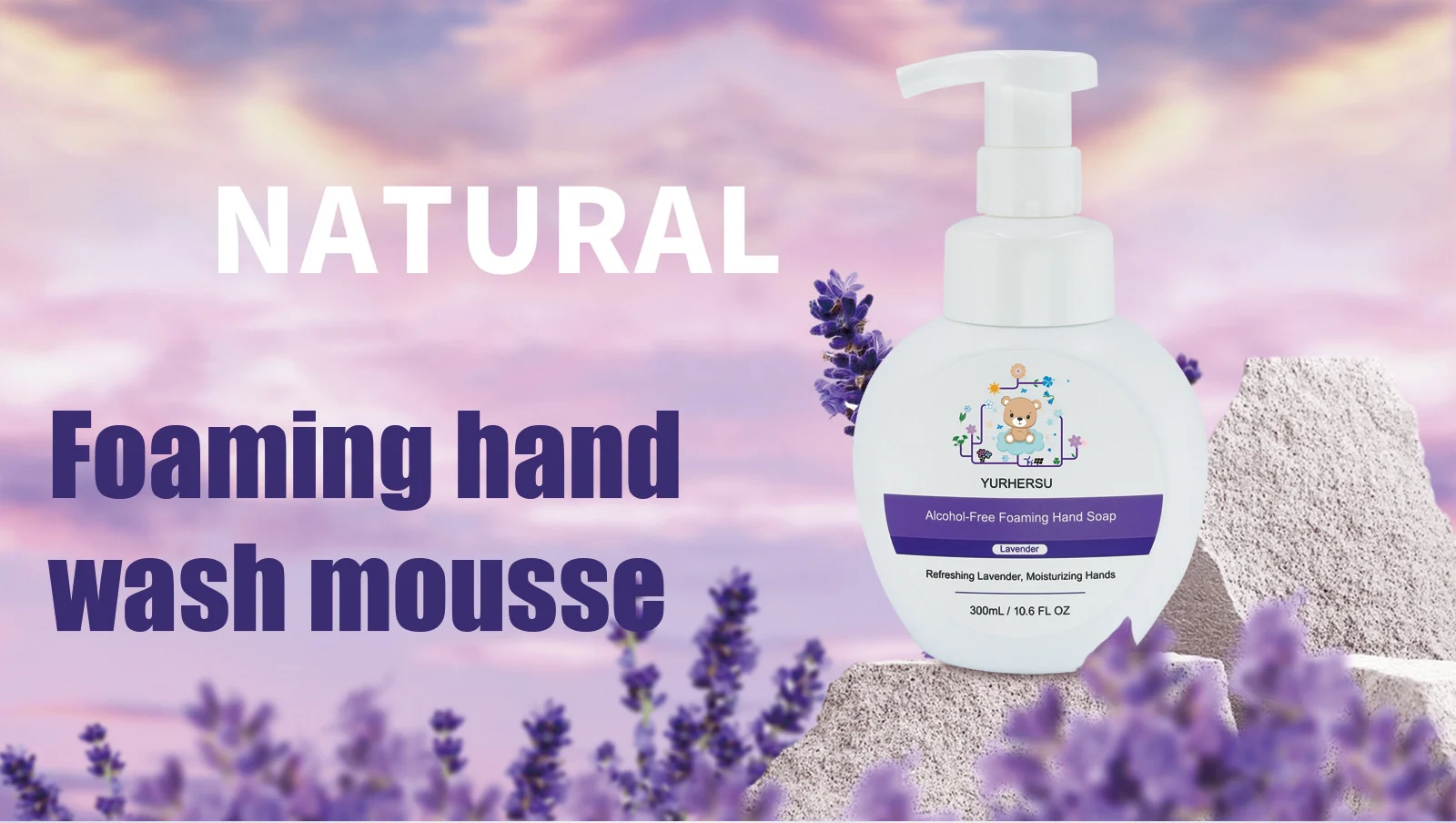 YURHERSU Alcohol-Free Lavender Foaming Hand Wash Mousse, Moisturizing & Refreshing 300ml 1 lavender foaming hand wash spu811989591535 desc 1