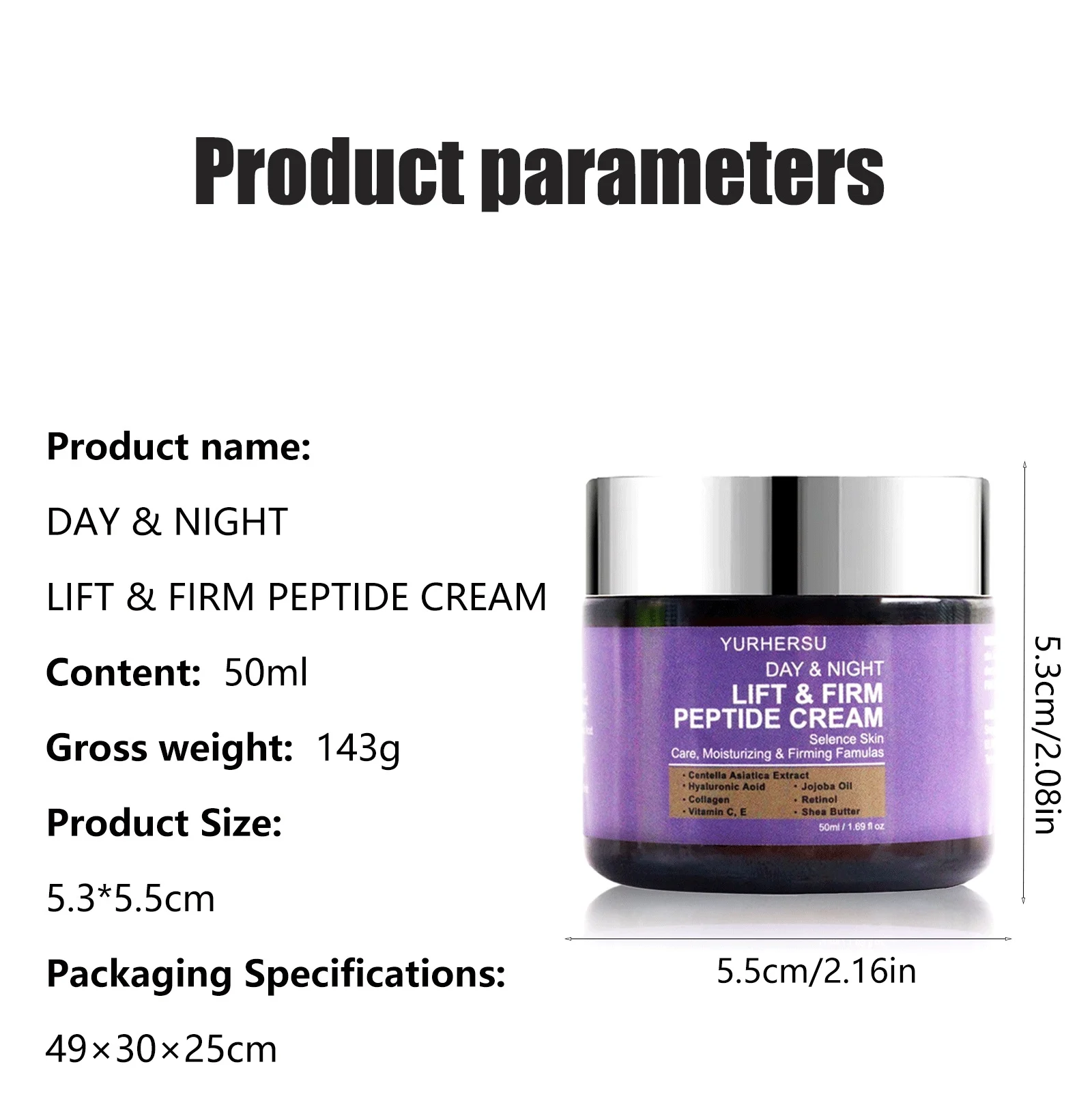YURHERSU Day & Night Lift & Firm Peptide Cream for Moisturizing and Firming Skin 1 lift firm peptide cream spu1001795845873 desc 1