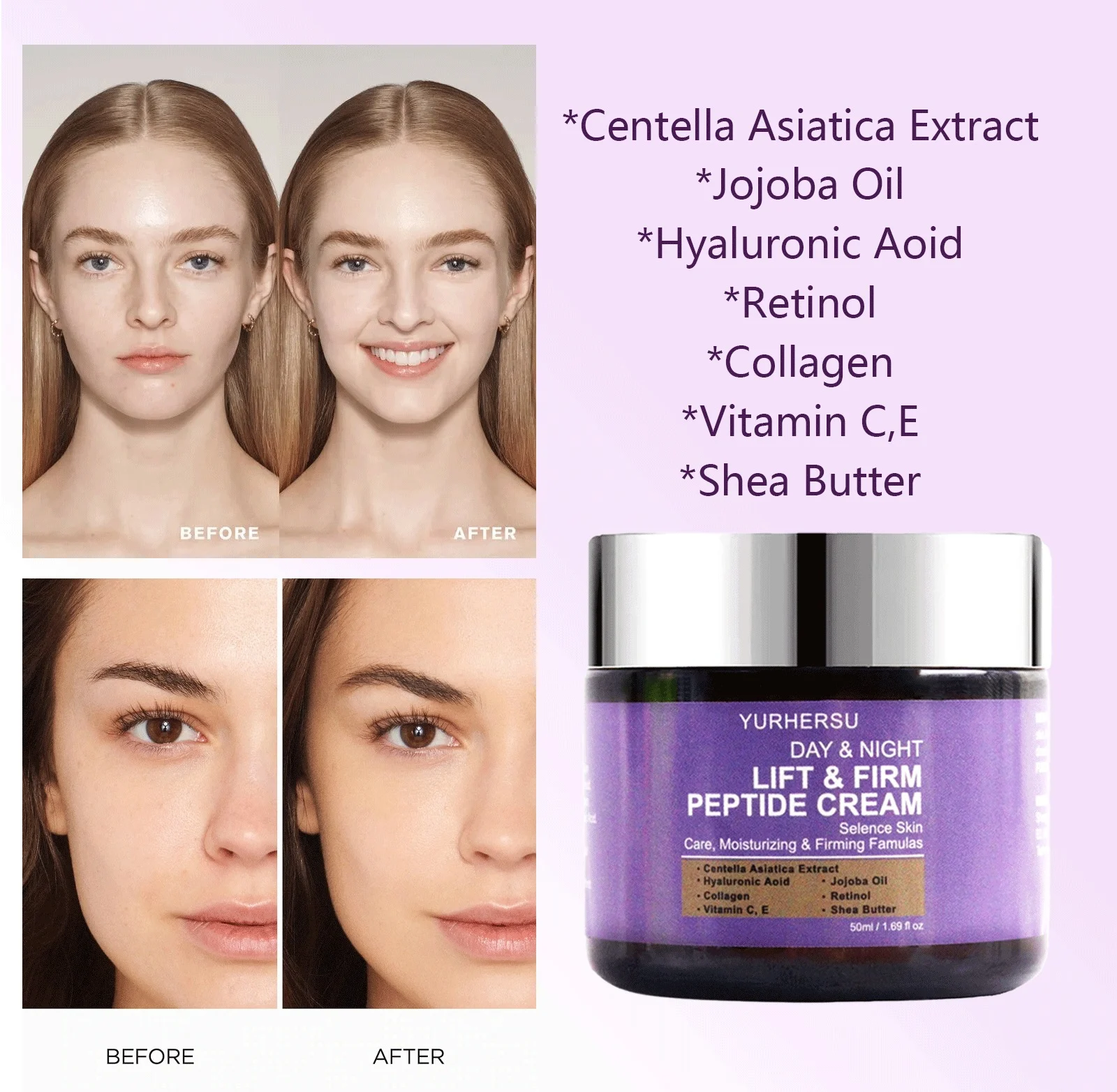 YURHERSU Day & Night Lift & Firm Peptide Cream for Moisturizing and Firming Skin 7 lift firm peptide cream spu1001795845873 desc 7