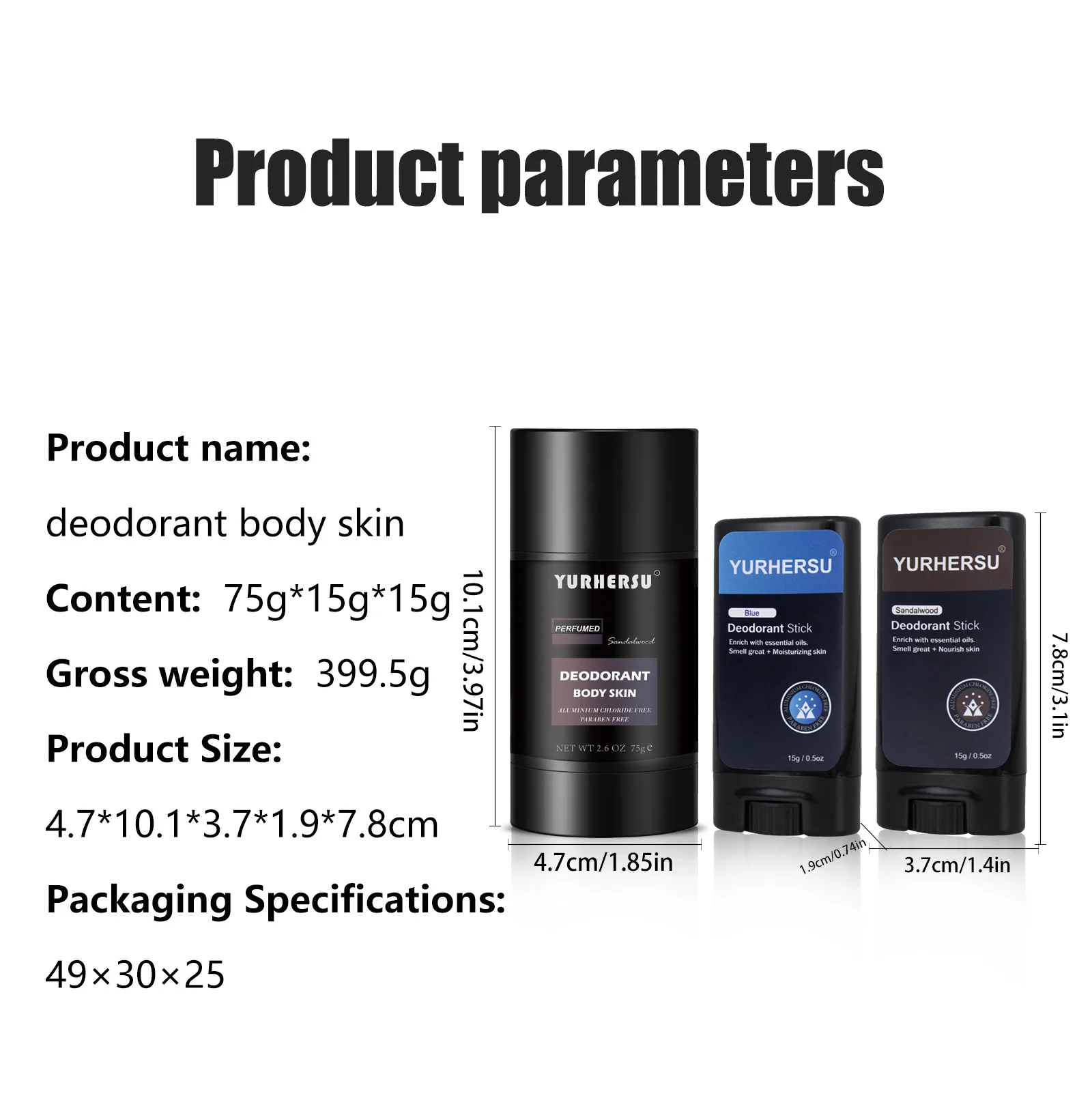 YURHERSU Men's Deodorant Stick for Body Skin, Long Lasting Freshness, Aluminum Chloride Free 1 mens deodorant stick spu812395512317 desc 1