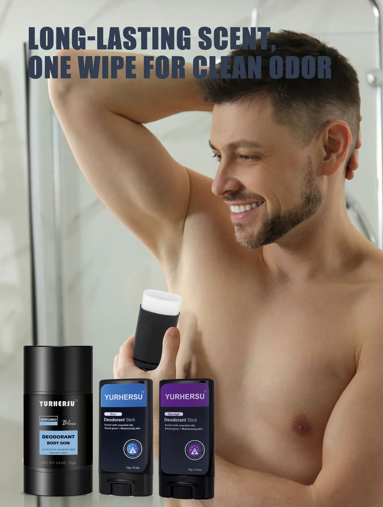 YURHERSU Men's Deodorant Stick for Body Skin, Long Lasting Freshness, Aluminum Chloride Free 10 mens deodorant stick spu812395512317 desc 10