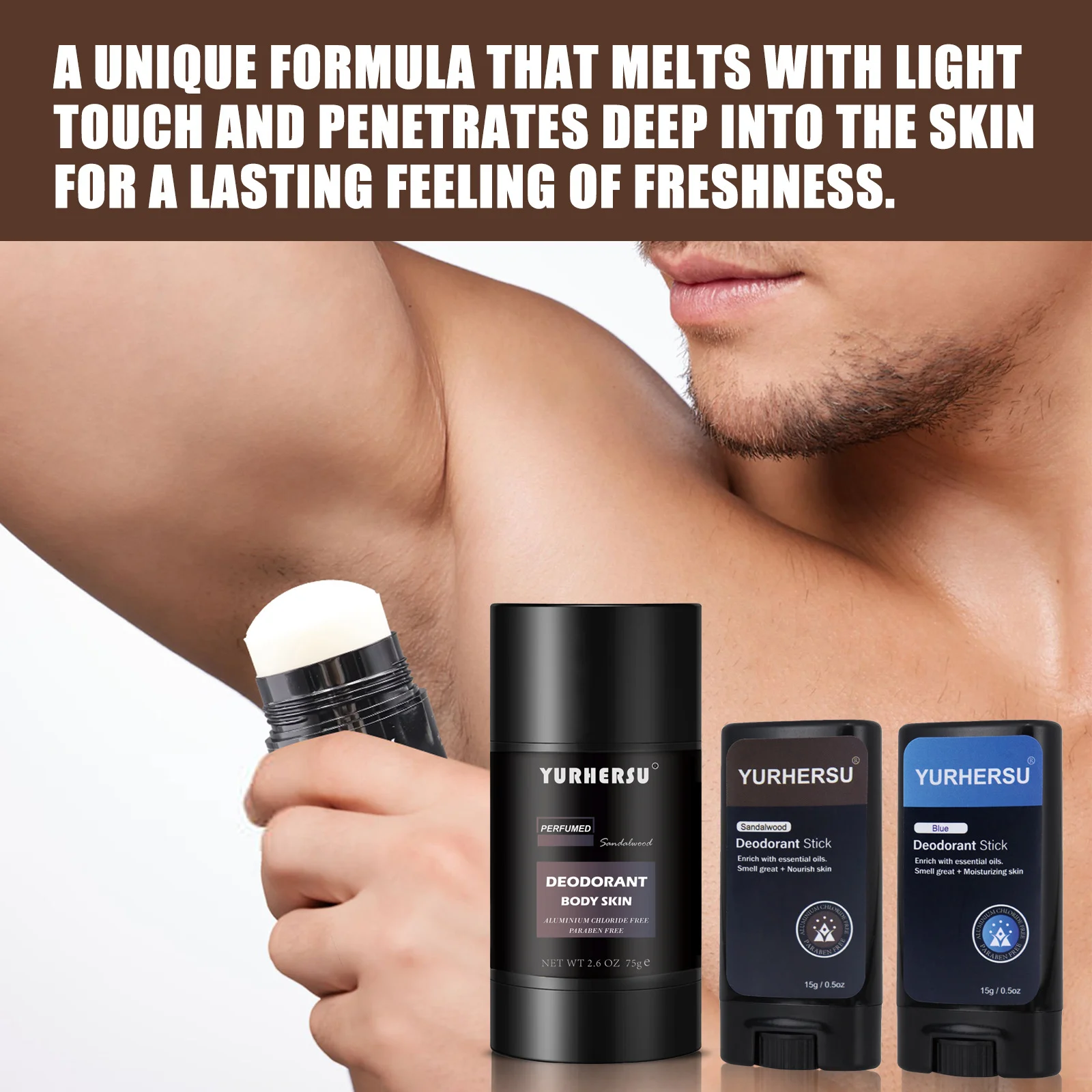 YURHERSU Men's Deodorant Stick for Body Skin, Long Lasting Freshness, Aluminum Chloride Free 11 mens deodorant stick spu812395512317 desc 11