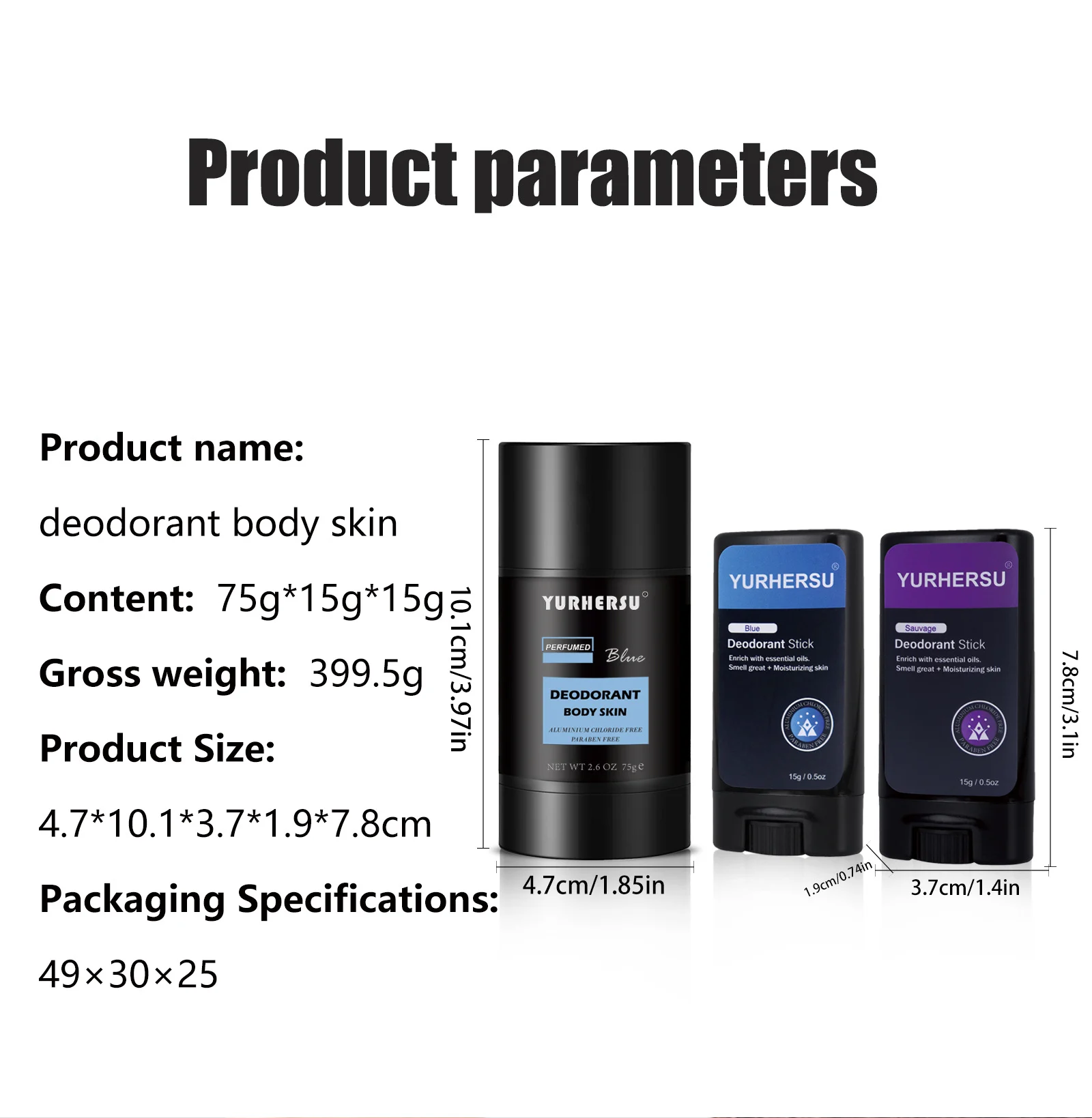 YURHERSU Men's Deodorant Stick for Body Skin, Long Lasting Freshness, Aluminum Chloride Free 2 mens deodorant stick spu812395512317 desc 2