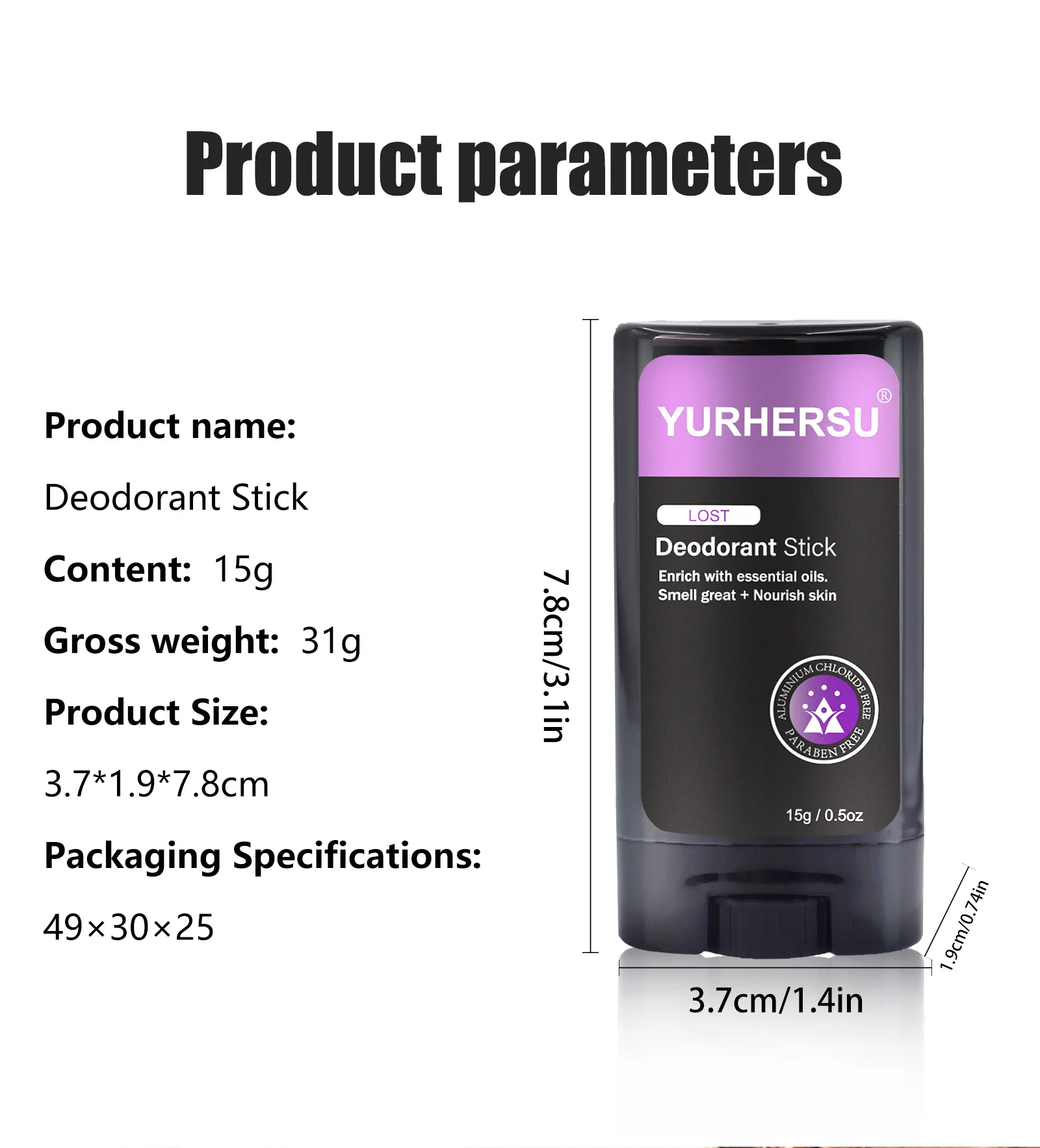 YURHERSU Deodorant Stick for Men, Long Lasting, Odor Control, Essential Oils 1 mens deodorant stick spu936510291356 desc 1