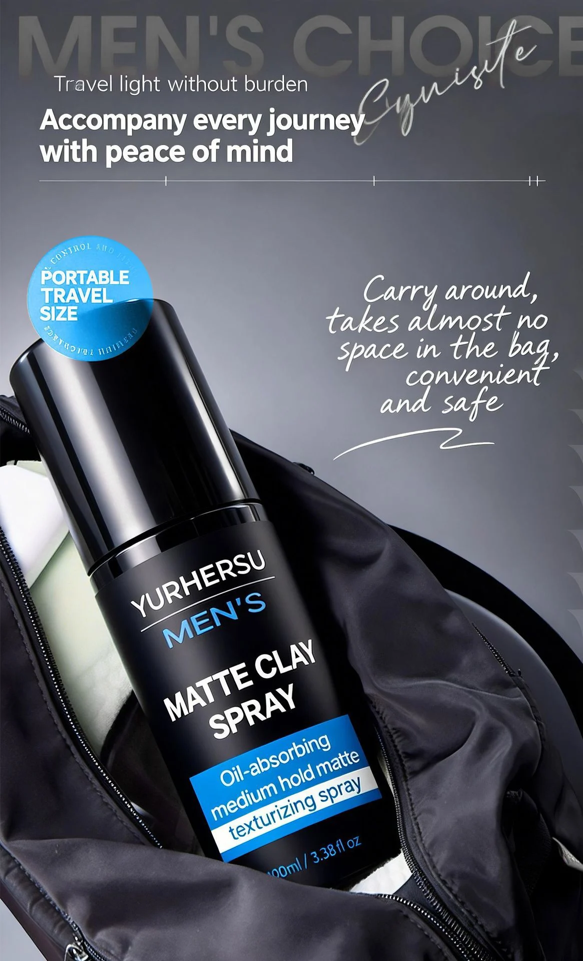 YURHERSU Men's Matte Clay Texturizing Hair Spray, 100ml, Strong Hold, Oil-Absorbing 7 mens matte clay hair spray spu1012753174283 desc 7