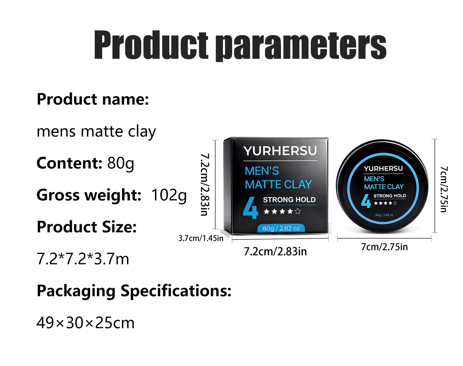 YURHERSU Men's Matte Clay Hair Wax, Strong Hold, Long-Lasting Styling 1 mens matte hair clay spu1002751438288 desc 1