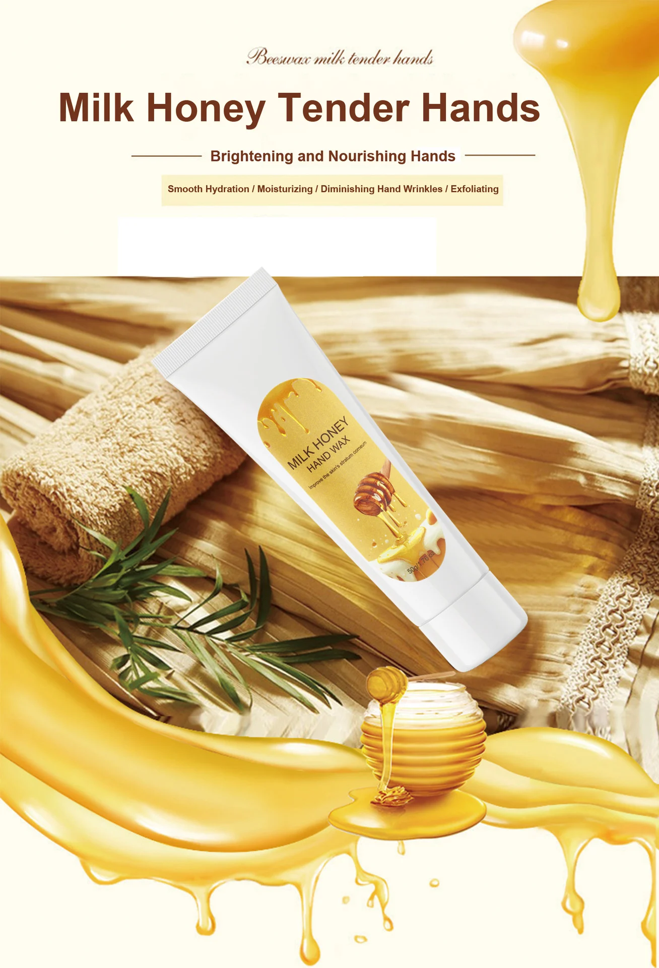 YURHERSU Milk & Honey Hand Wax - Moisturizing Exfoliating Hand Mask for Smooth Skin 2 milk honey hand wax spu800819833911 desc 2