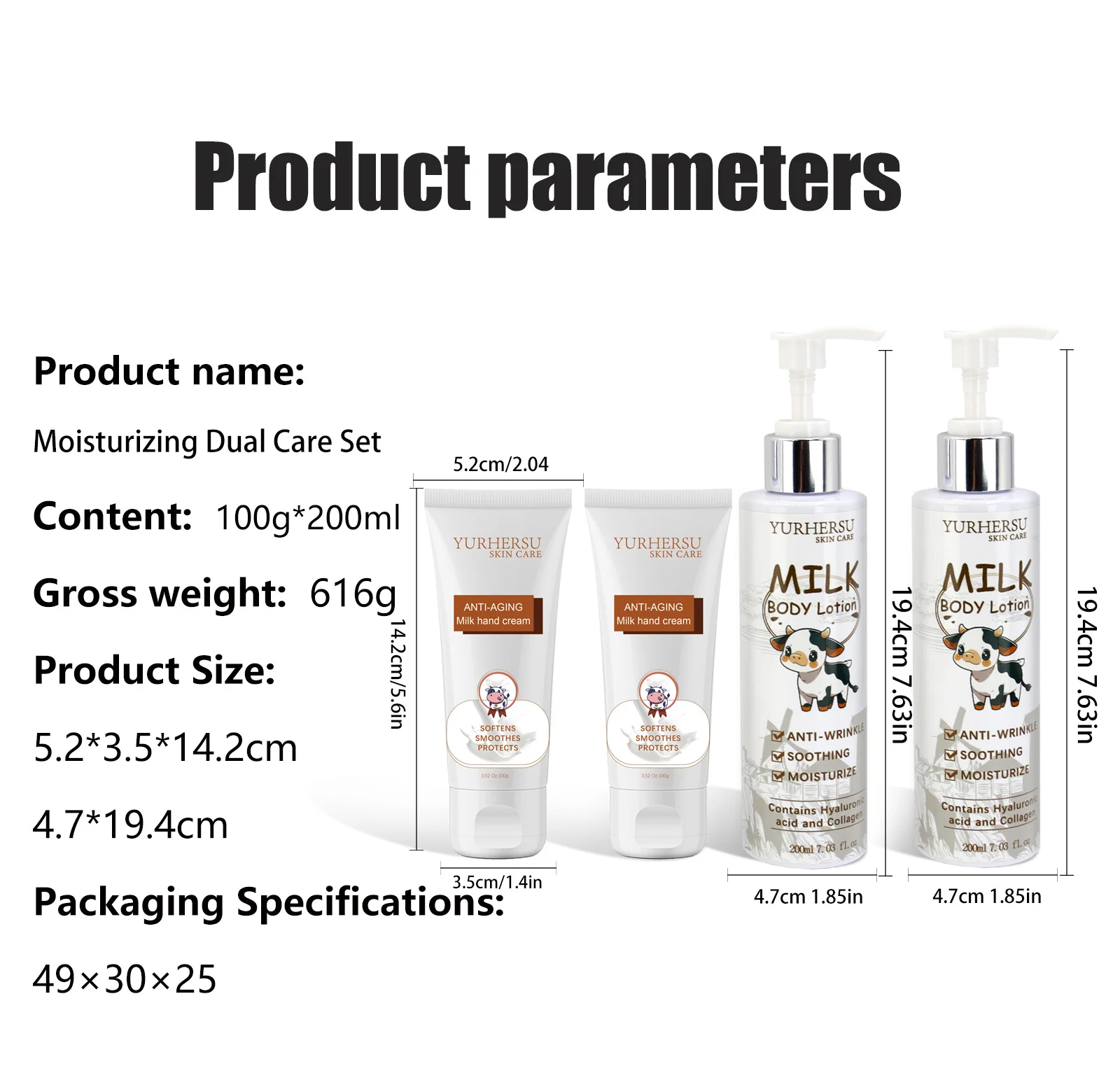 YURHERSU Moisturizing Dual Care Set - Body Lotion & Hand Cream for Anti-Aging & Smooth Skin 1 moisturizing body lotion hand cream set spu812006052000 desc 1