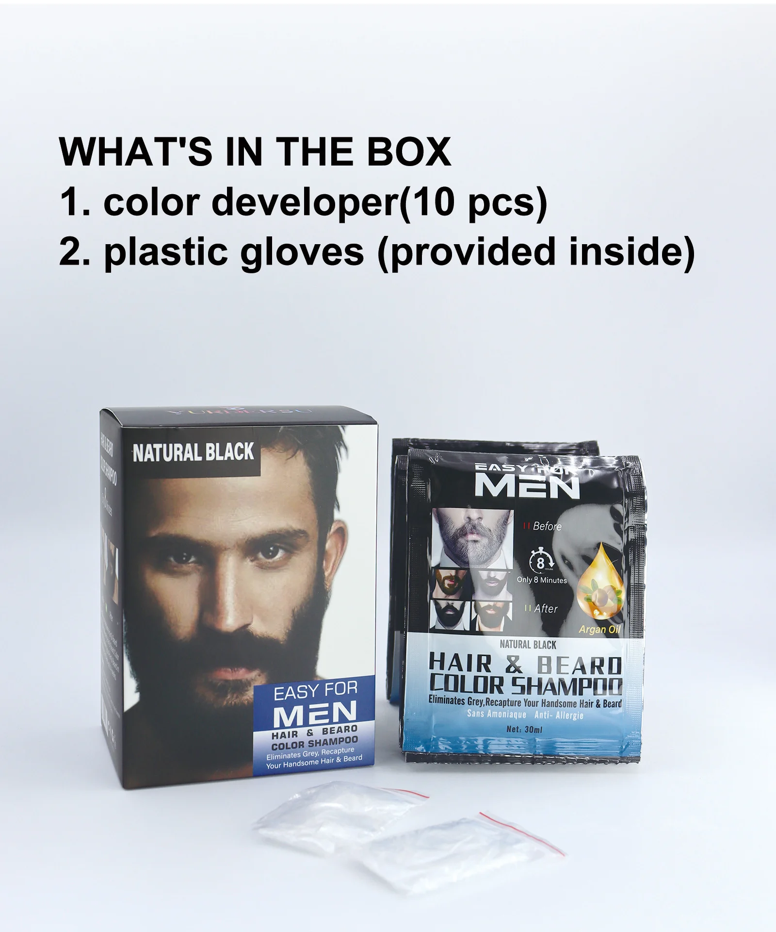 YURHERSU Beard Dye - Natural Black Hair & Beard Coloring Shampoo for Men, 8 Minute Application 4 natural black beard hair dye spu793401883106 desc 4