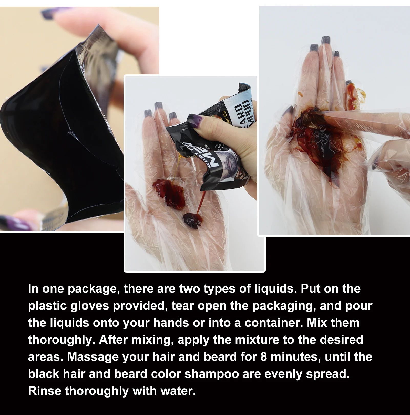 YURHERSU Beard Dye - Natural Black Hair & Beard Coloring Shampoo for Men, 8 Minute Application 7 natural black beard hair dye spu793401883106 desc 7