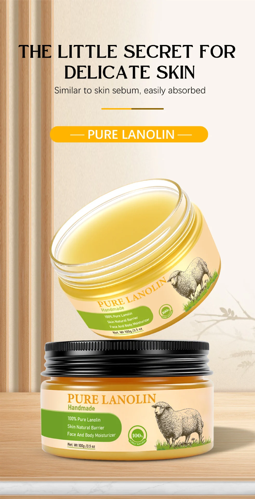 YURHERSU 100% Pure Lanolin Cream For Face & Body, Deep Moisturizing & Nourishing 2 pure lanolin cream spu959184877639 desc 2