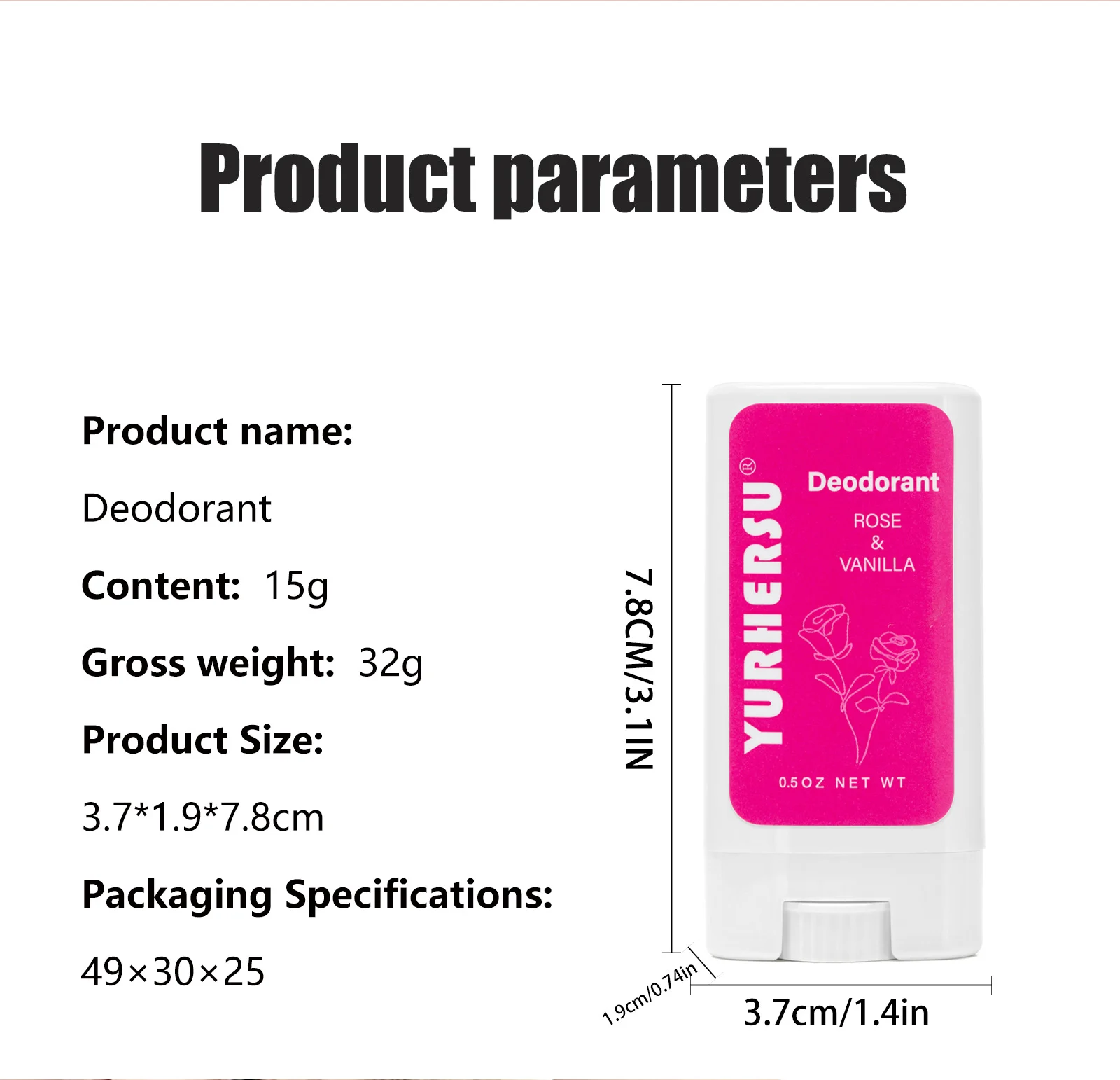 YURHERSU Rose Vanilla Deodorant Stick for Body Odor, Long Lasting Freshness 1 rose vanilla deodorant stick spu969041907521 desc 1