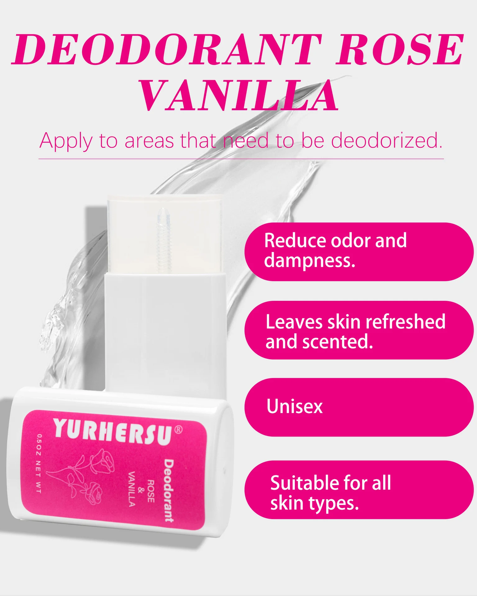 YURHERSU Rose Vanilla Deodorant Stick for Body Odor, Long Lasting Freshness 4 rose vanilla deodorant stick spu969041907521 desc 4
