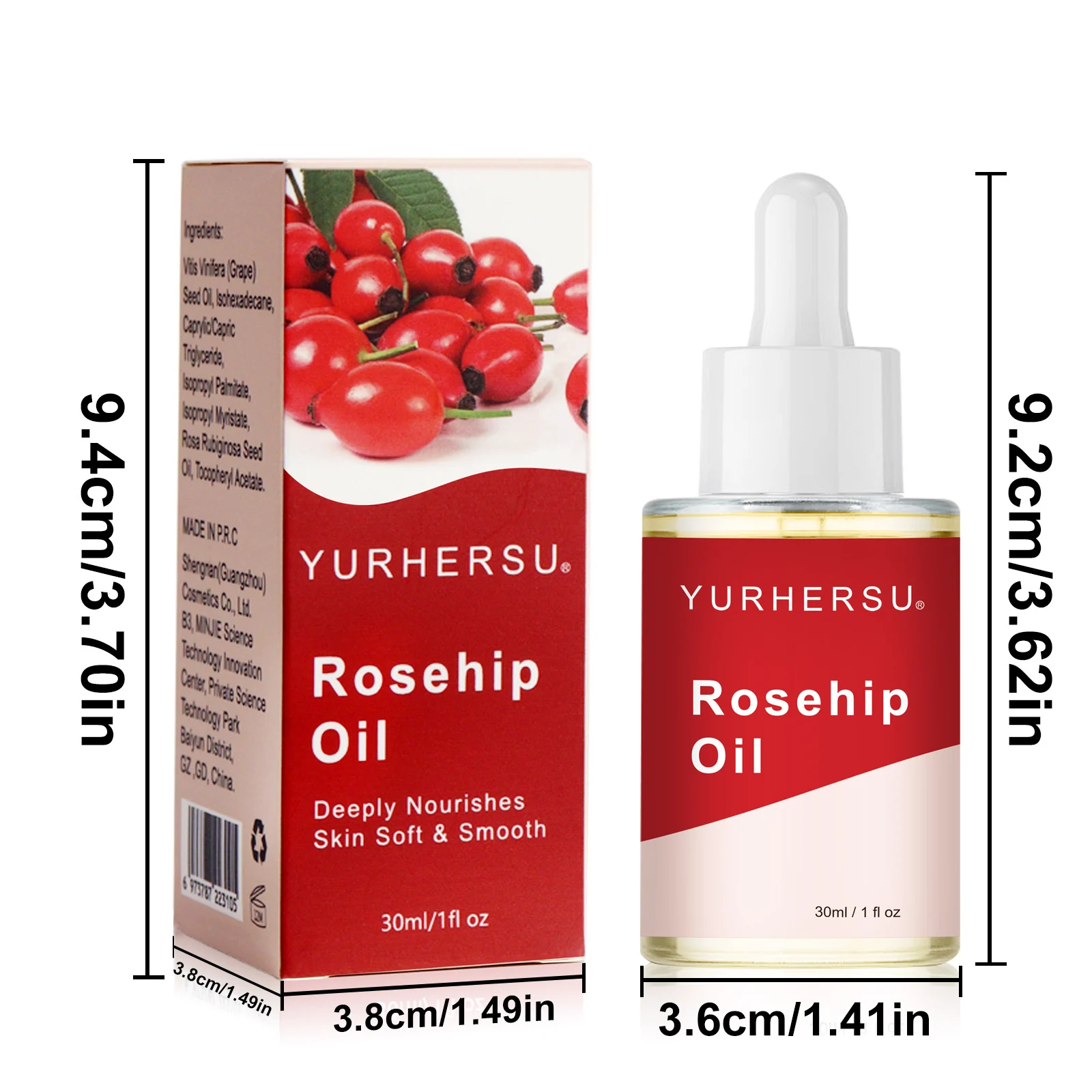 YURHERSU Rosehip Oil 30ml for Face & Body, Deeply Nourishes, Moisturizes & Enhances Skin Barrier 1 rosehip oil face body spu862764243005 desc 1