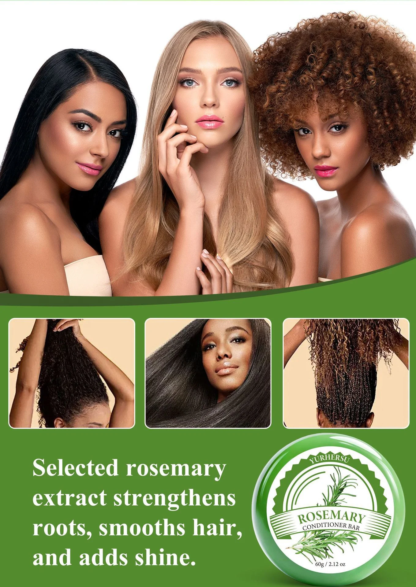 YURHERSU Rosemary Conditioner Bar for Dry Frizzy Hair Nourishes and Smooths 13 rosemary conditioner bar spu969763834576 desc 13