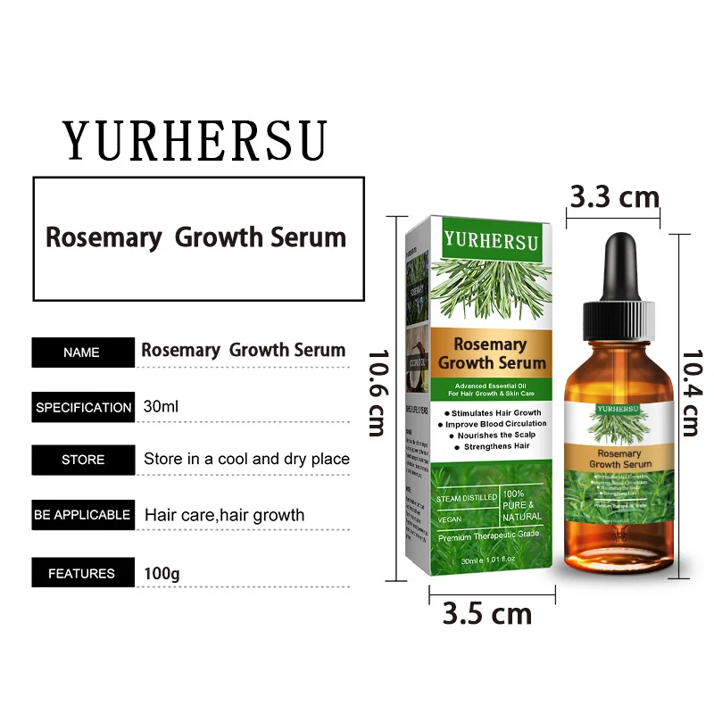 YURHERSU Rosemary Hair Growth Serum Oil - Stimulates Growth, Strengthens Hair, 30ml 1 rosemary hair growth serum oil spu723518999785 desc 1