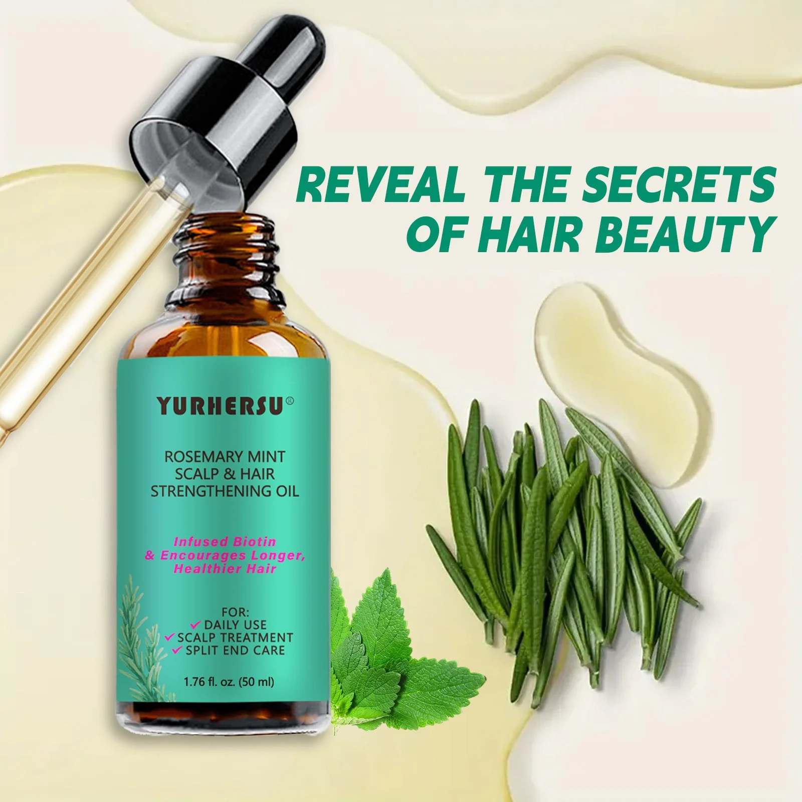 YURHERSU Rosemary Mint Scalp & Hair Strengthening Oil - Infused Biotin for Healthier Hair 3 rosemary mint hair oil spu825156719257 desc 3