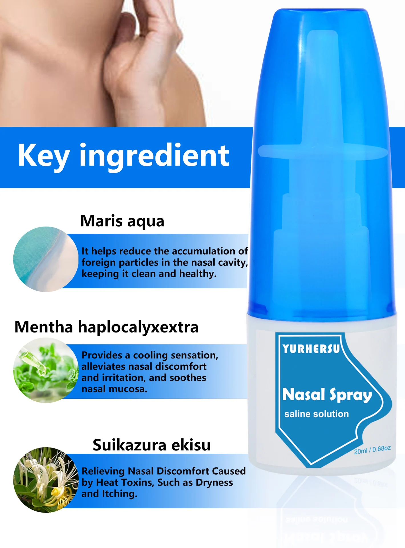 YURHERSU Saline Nasal Spray for Congestion Relief & Moisturizing - 20ml 5 saline nasal spray spu812039835170 desc 5